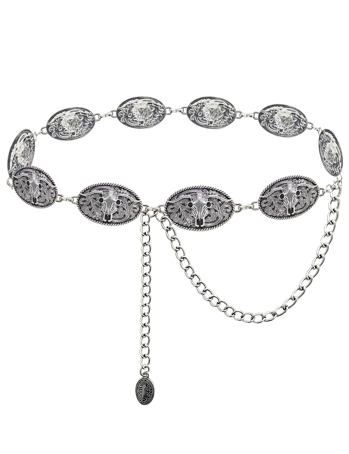 TOPACCWestern Metal Concho Belt for Women Cowgirl Chain Belts for Dresses Jeans Country Concert Outfit