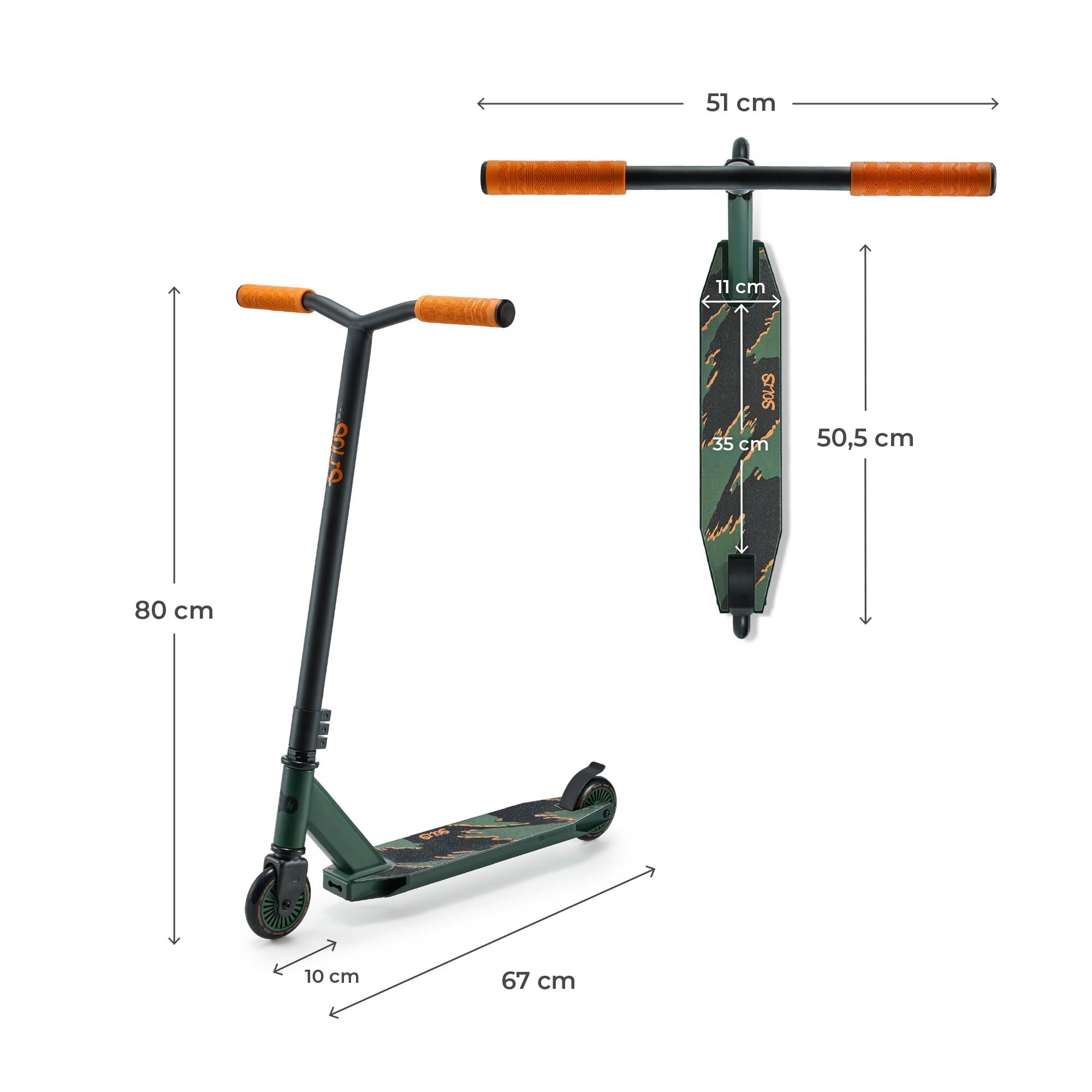 Kinderkraft Solis Scooter ab 5 Jahr, Kinderroller bis zu 100 kg, Tretroller, Stahbremse