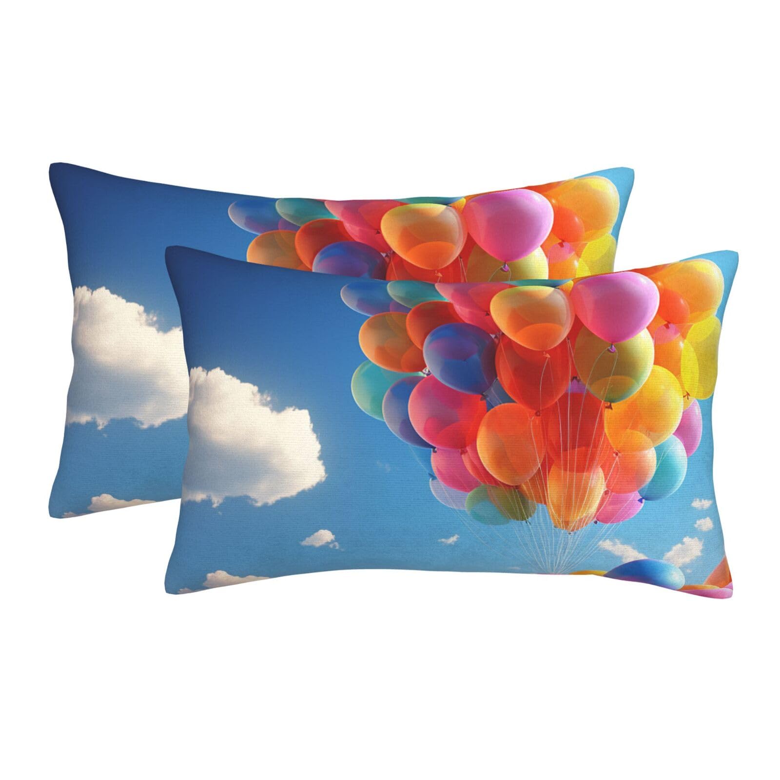 2 Pack Pillow Cases with Hidden Zipper, Soft Breathable Pillow Covers for Hair and Skin, Colorful Balloon Pillowcases 20"x30" Bed Pillow Protectors Cover for Sleeping Gifts