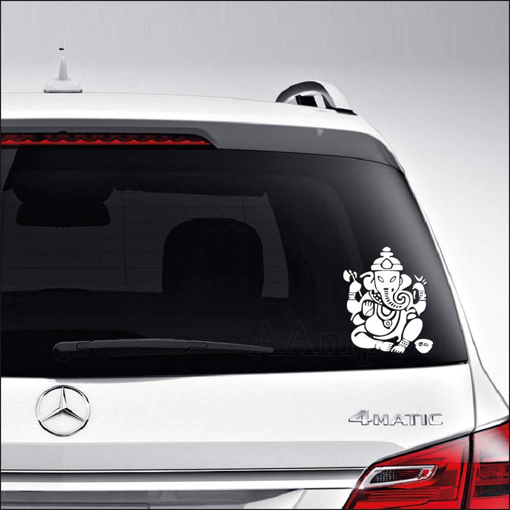 Lord Ganesha Yoga Hindu Elephant God for Car Truck Motorcycle Windows Bumper Laptop Home Wall Decor Vinyl Sticker Decal Size- [10 inch/25 cm] Tall/Color- Gloss White