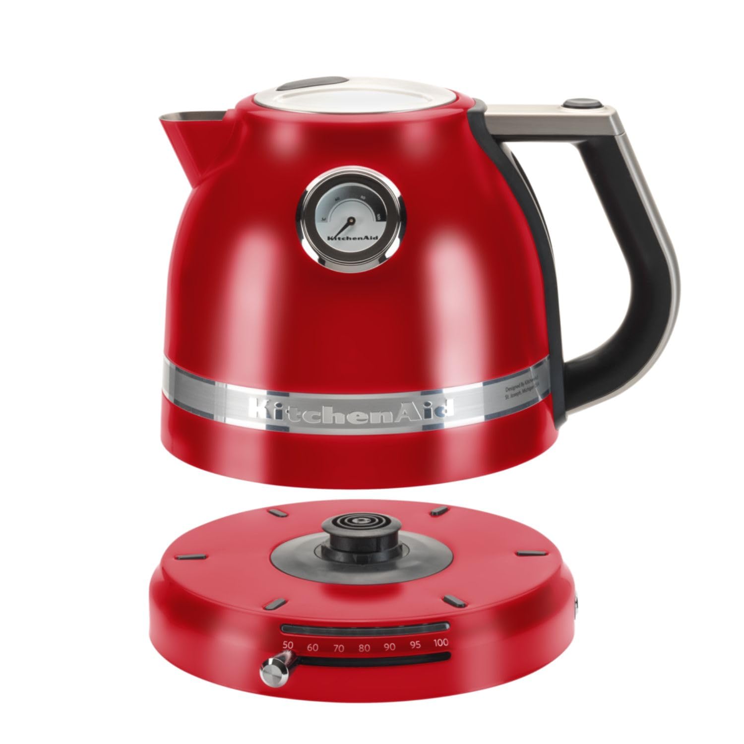 Kitchenaid Bollitore ad acqua 1,5 Litro - Artisan - Bollitore in acciaio inox con indicatore di temperatura - 2400W - Rosso Imperiale
