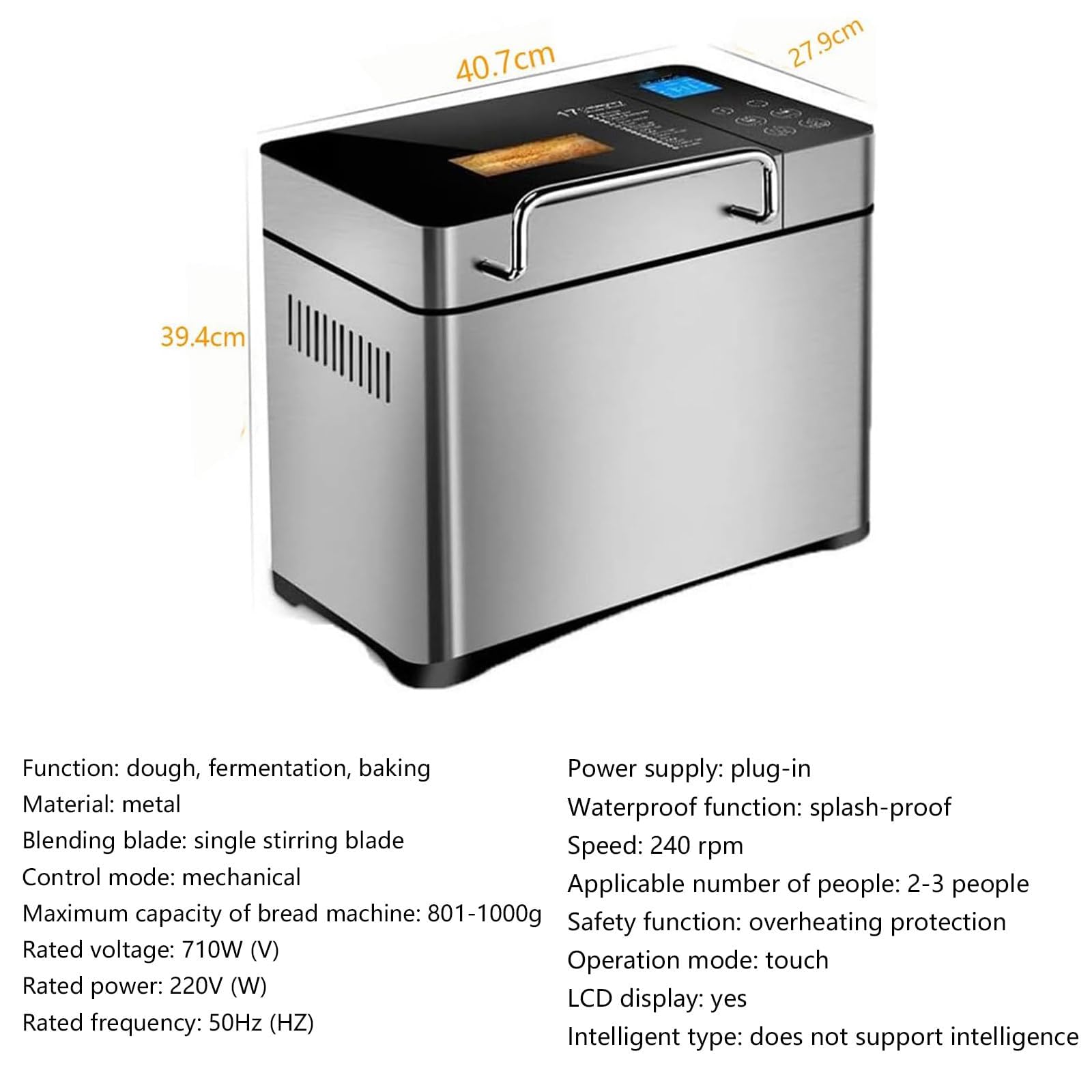Máquina De Pan Automática 17 En 1 Con Dispensador De Nueces, Funciones De Masa, Mermelada Y Yogur Para Hornear Pan Casero