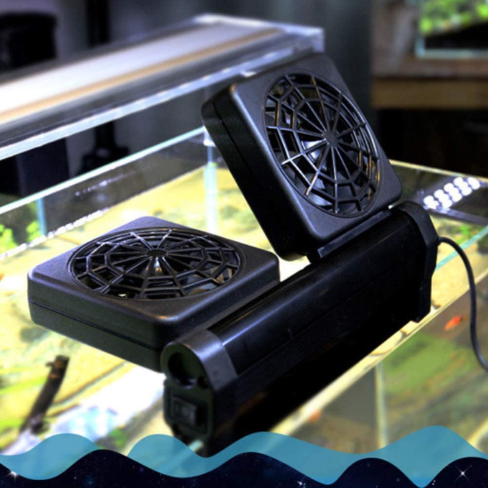 Ventilateur de Refroidissement de l'aquarium, 2 Niveaux Aquarium Aquarium Aquarium Ventilateur de rafraîchissement de Poisson Refroidisseur éolien Froid pour Le sel/Eau Douce,2 Heads