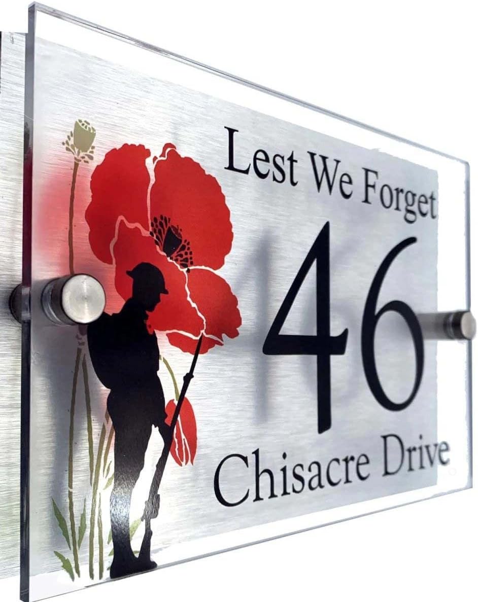 Lest we forget, designer house number sign