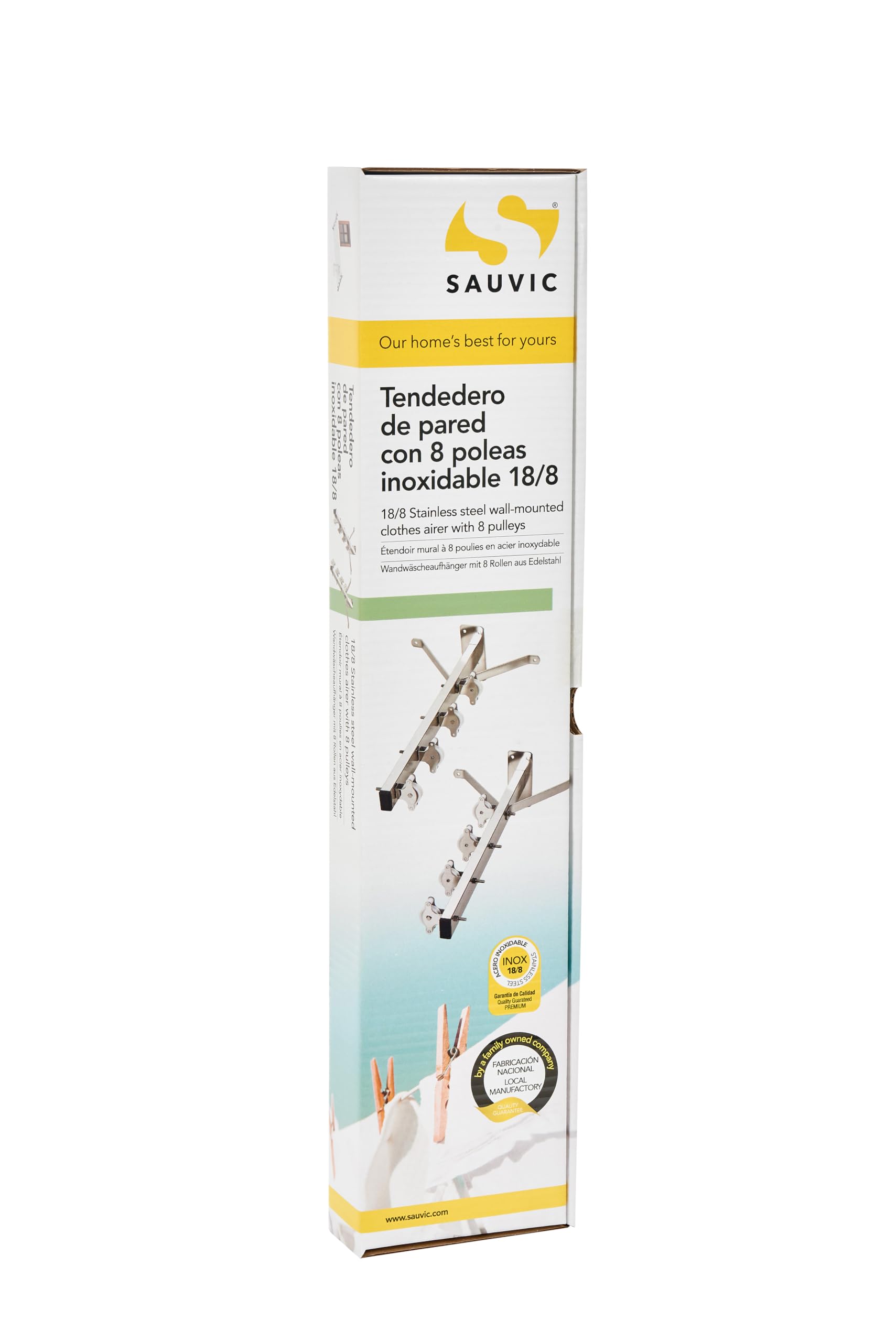 Sauvic Wandwäscheaufhänger mit 8 Rollen aus Edelstahl