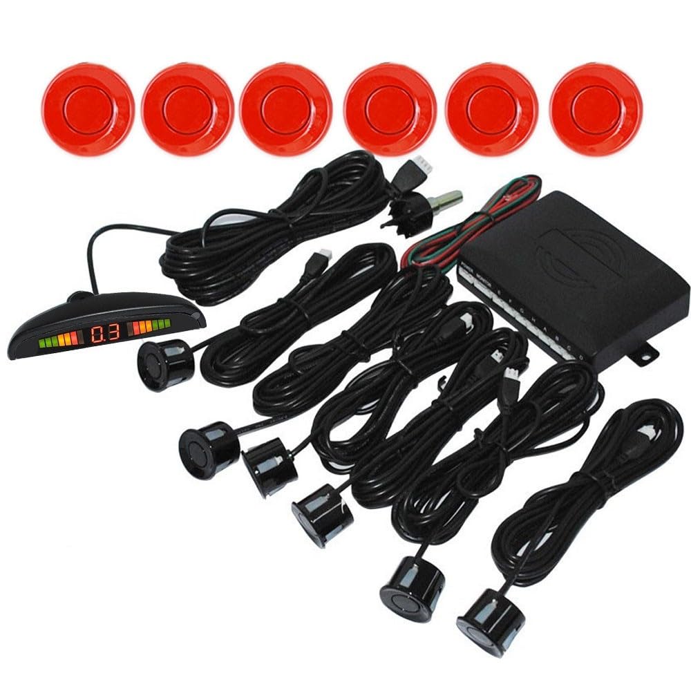 Kit sensori parcheggio Monitor Allarme per auto | Monitor Allarme automatico forte 6 sensori Sensore di parcheggio Retromarcia Retroilluminazione Display rilevamento radar