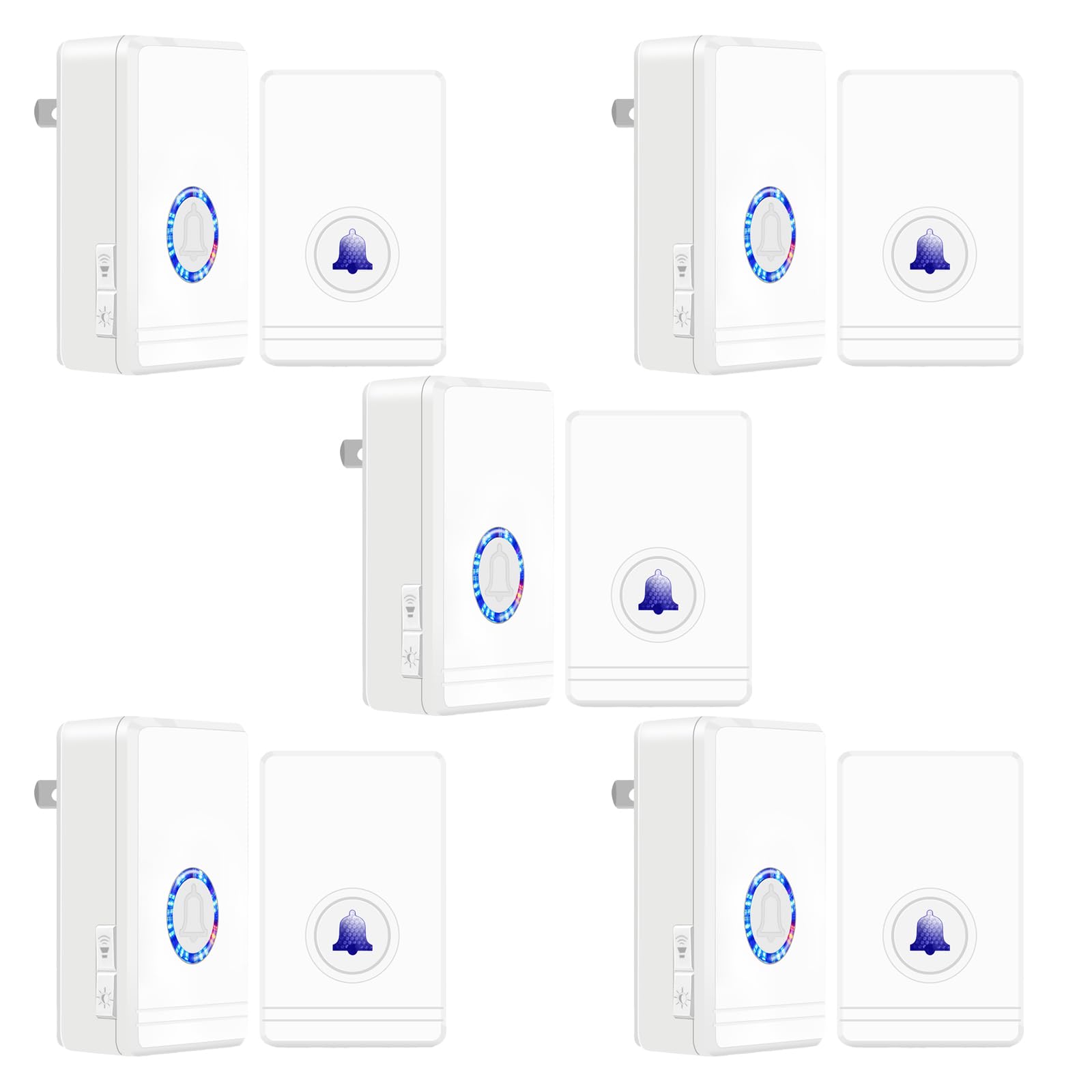 NineLeaf Détecteur De Mouvement,Sonnette sans Fil,Détecteur De Passage,Transmet jusqu'à 918 Pieds, 4 Niveaux De Volume, 36 Mélodies De Carillon, Installation Facile, pour La Maison, Le Magasin, 5PK