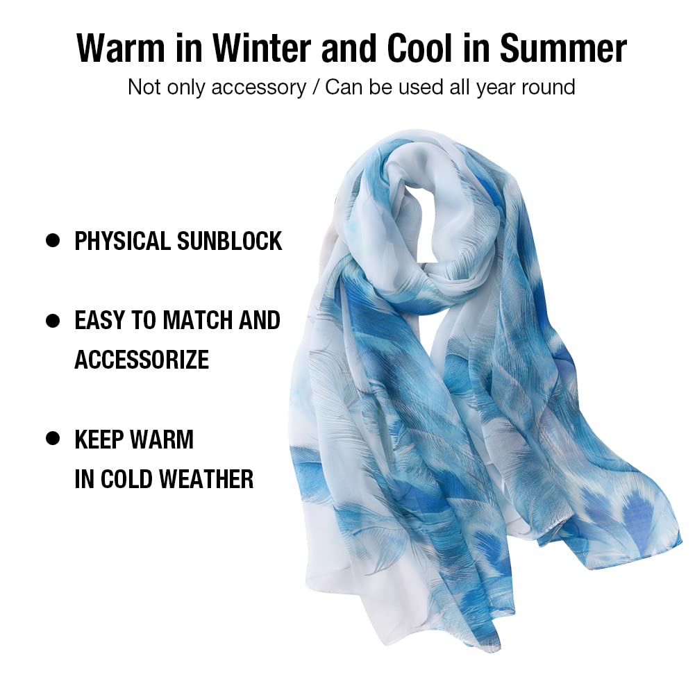 STORY OF SHANGHAI Sciarpa di 100% Seta da Donna Foulard Chiffon con Fantasie Orientale Semi-Trasparente