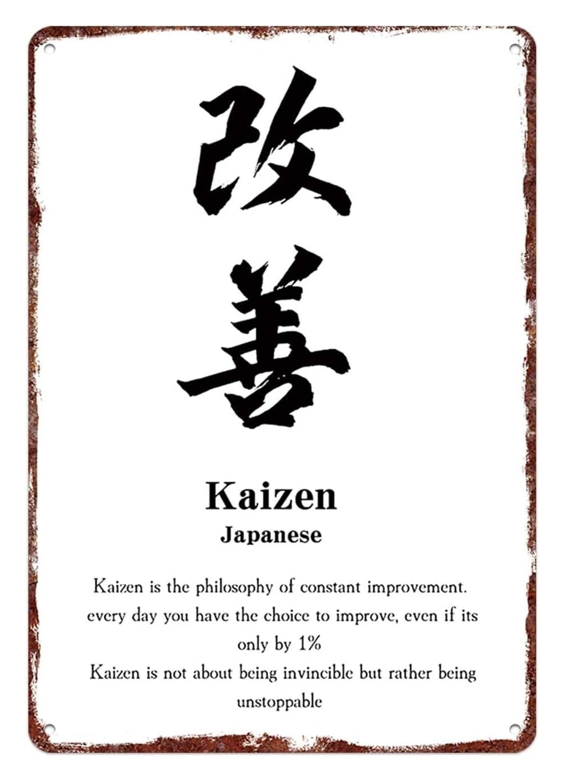 MQXFCZUX Kaizen Philosophy Constant Improvement Sign Vintage Metal Tin for Bedroom Dorm Office Wall Decor Quirky Continuous Progress Plaque 8 X 12 inch