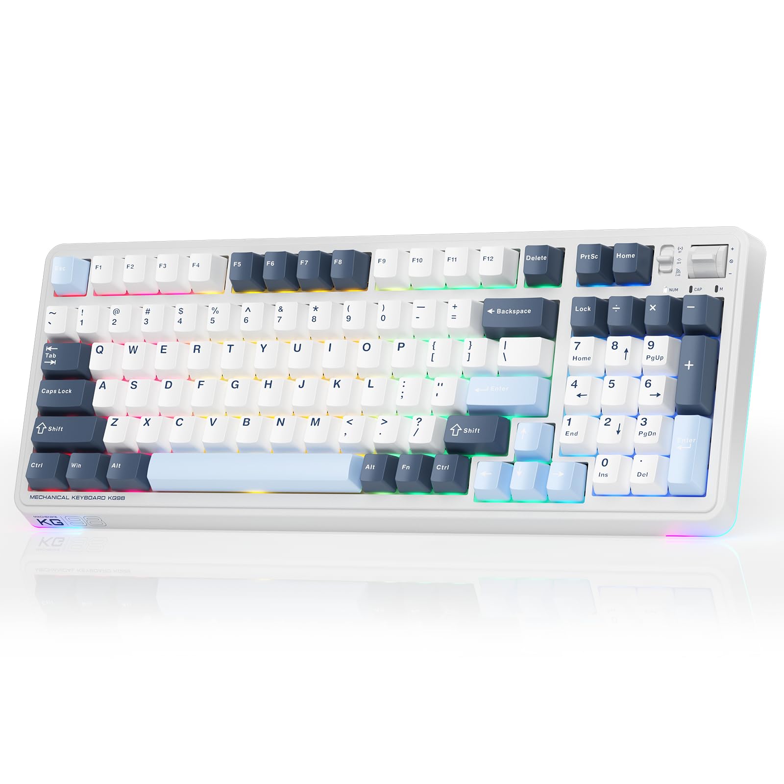 Machenike KG98 Mechanical Keyboard Hot Swappable Custom Gaming Keyboard Pre-lubed Linear Switches RGB Sidelit Tri-Mode 98 Keys Compact