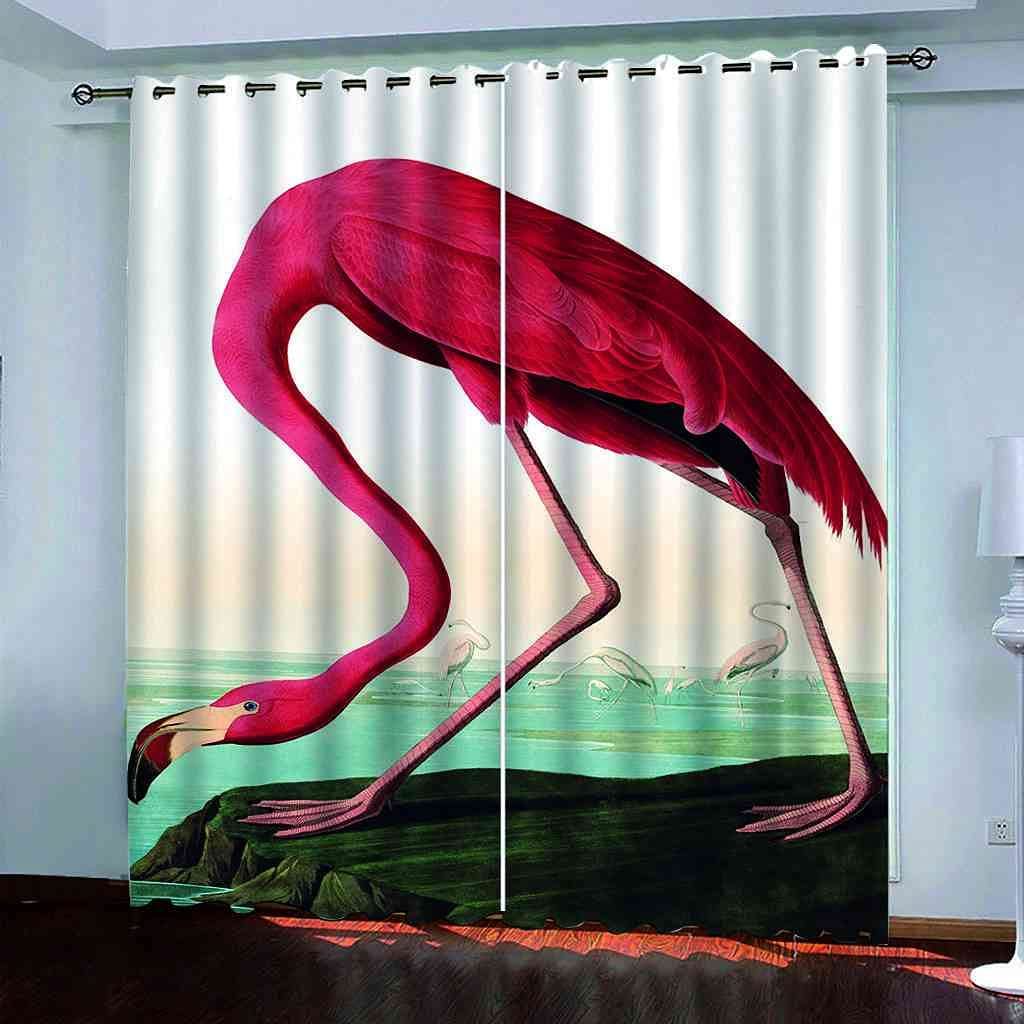 Rideau occultant anti-bruit bloquant la lumière avec motif flamant rouge 140x160