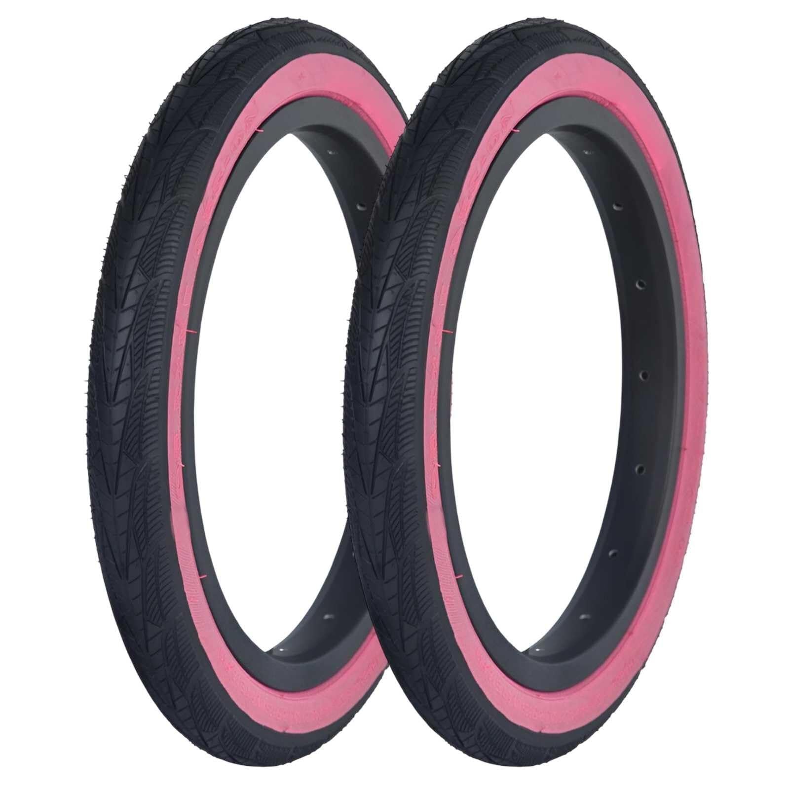 14x1.5 (40-254) Pneumatico Bicicletta Clincher, 14 1.5 Antiforatura, Leggero 120TPI per Bici Piegh evole e Città, Design Laterale Rosa, 60-65 PSI, Pneumatico Urbano(2pcs)