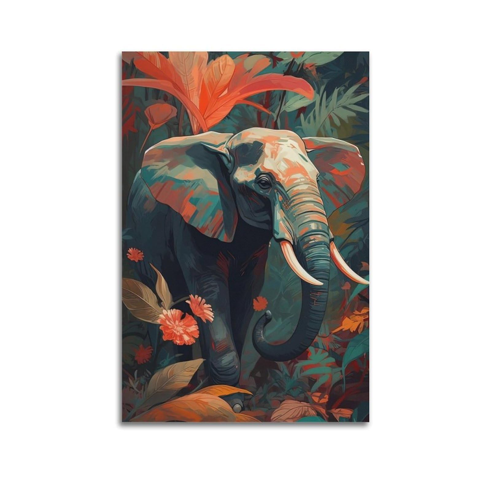 WZKTCL Animal Poster Rainforest Elephant Poster Decorative Painting Canvas Wall Posters And Art Picture Print Modern Family Bedroom Decor Posters 20x30inch(50x75cm)