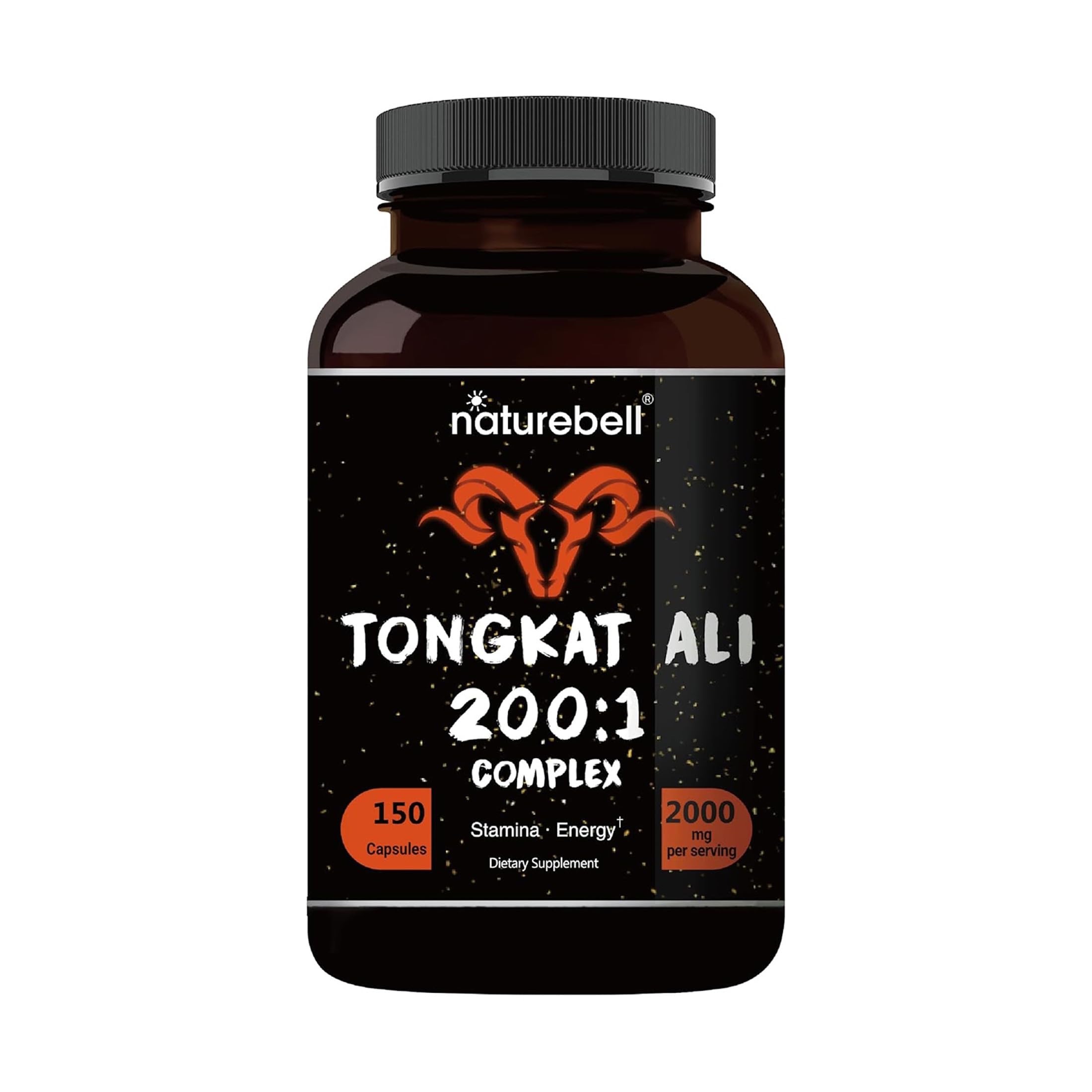 NatureBell Tongkat Ali 200:1-150 Capsules - Herbal Supplement for Energy & Stamina Support - Everyday Immune System Support* - Includes Longjack & Panax Ginseng Complex