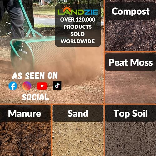 Image of LANDZIE - Compost Spreader 24 Inch, Peat Moss & Top Soil Roller