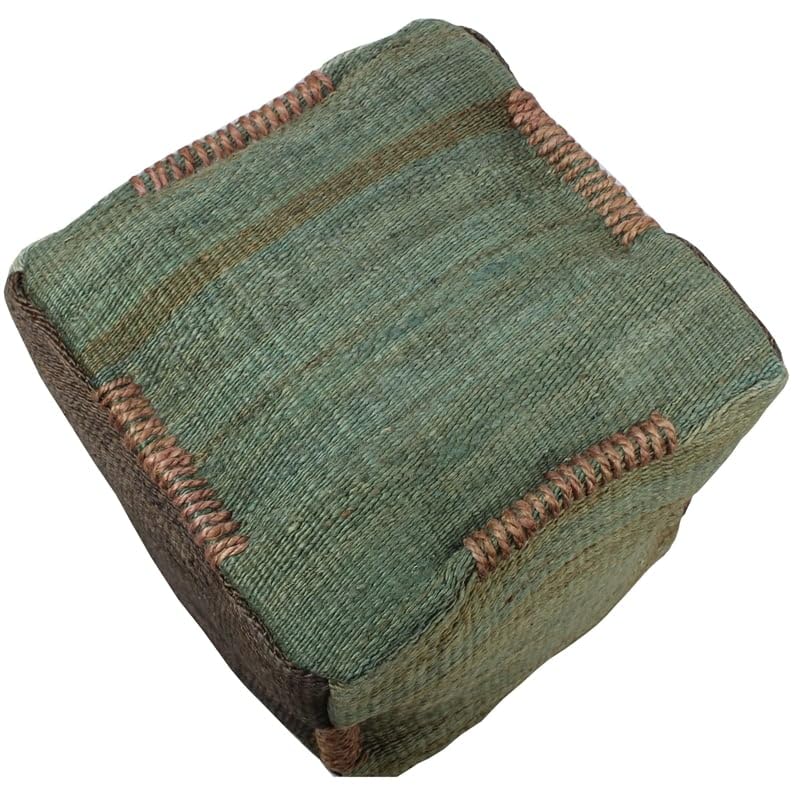 Moti Andy Pouf Upholstered in Green Fabric