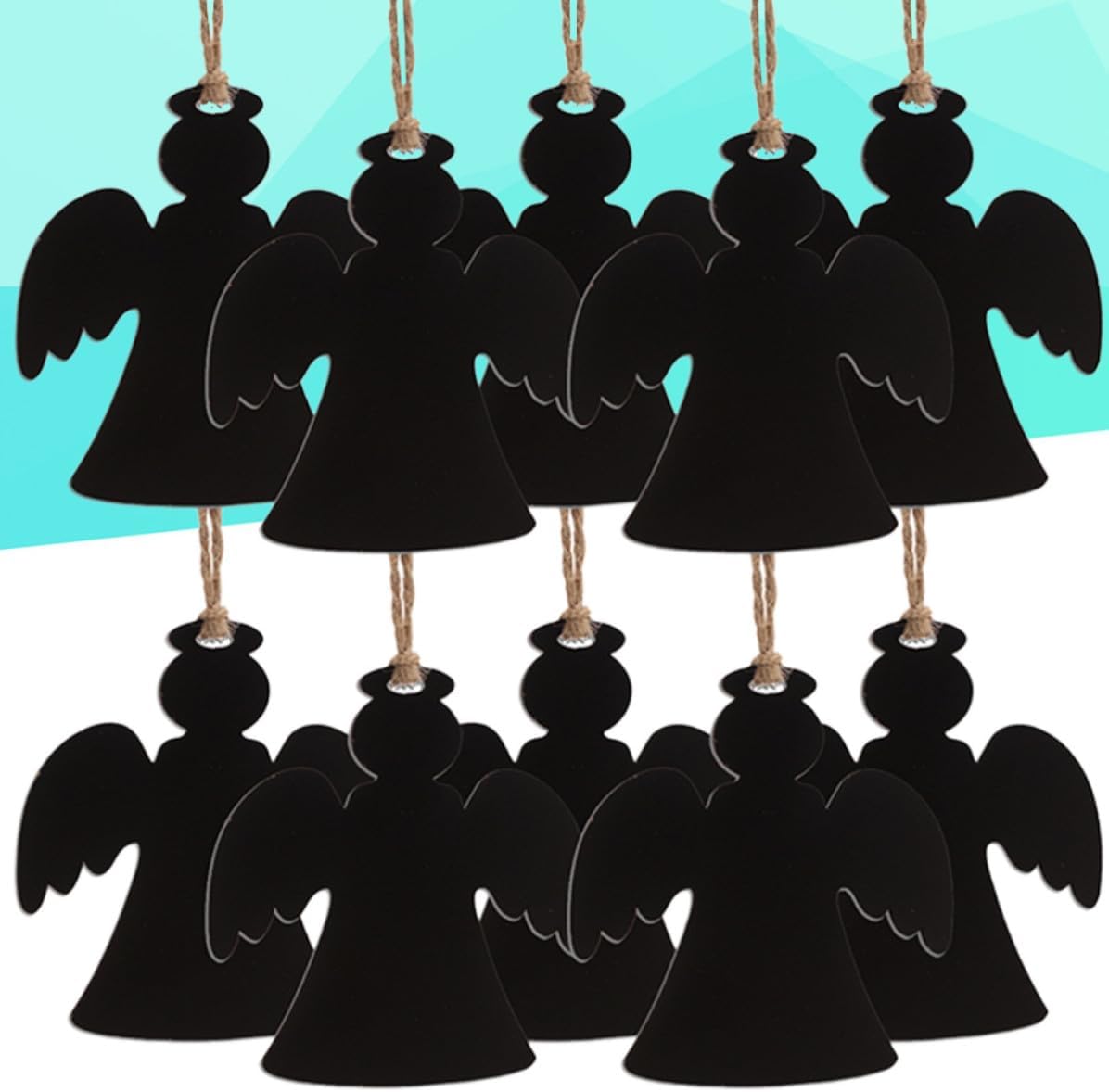 10pcs Angel Mini Two-Sided Chalkboard Wooden Memo Board with Rope