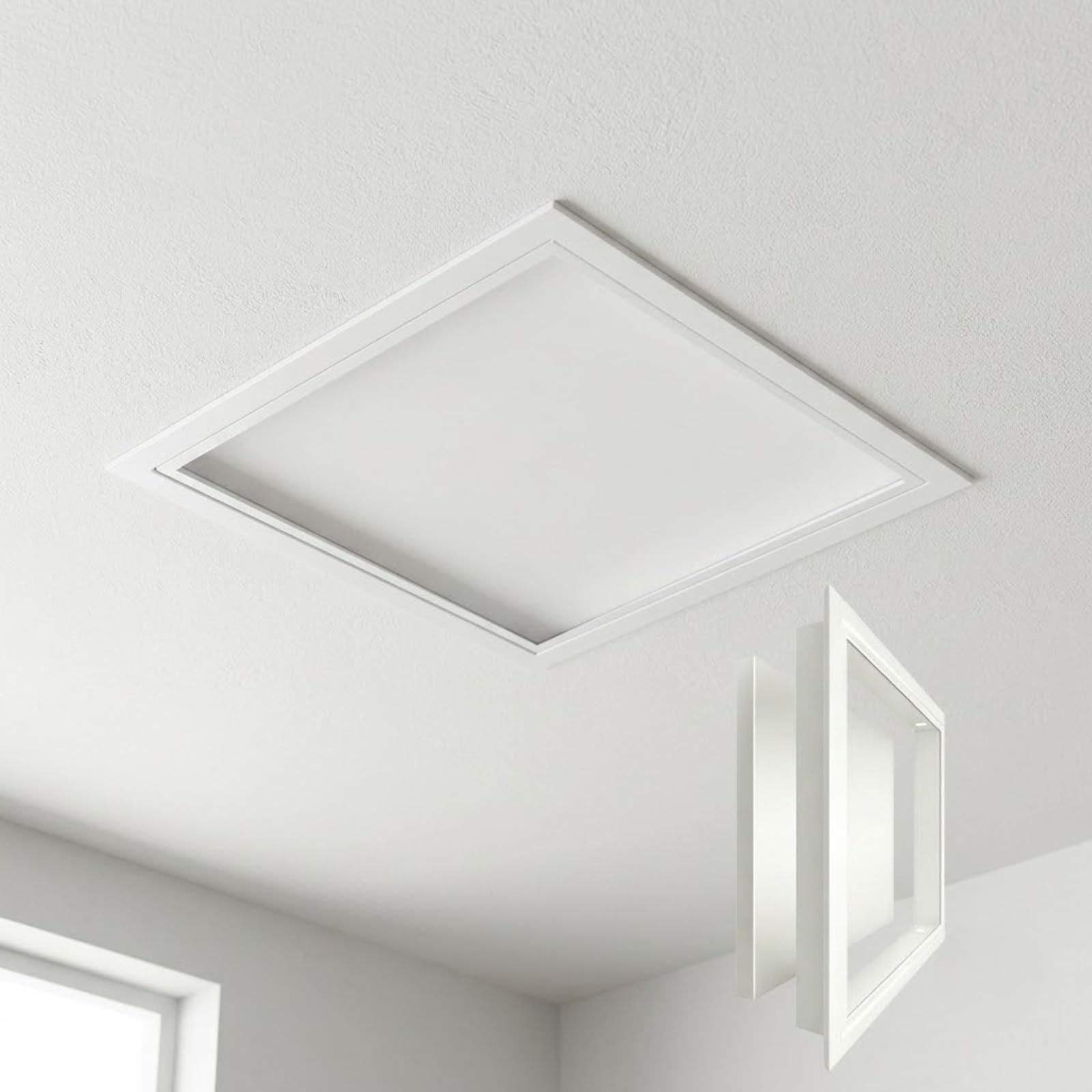 Aluminium Access Panel 300x300mm 12x12 Inch, Ceiling Inspection Hatch Push Up Lift Out Plasterboard Access Panel Flush Fit White(White,50x60cm)