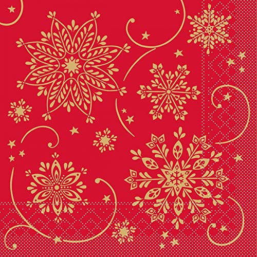 Mank Tissue-Servietten | Premium Einweg-Serviette | saugstark | perfekt für Weihnachtsfeiern & Adventsfeiern | Weihnachtsservietten | 100 Stück | Cristal (Rot, 40 x 40 cm) Cover