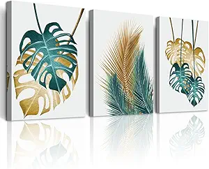 DZRWUBHS Large Framed Wall Art For Living Room Abstract Wall Decoration Art For Bedroom Kitchen Decor Leaves Wall Painting Modern Wall Pictures Artwork Office Canvas Prints Dining Room Home Decor