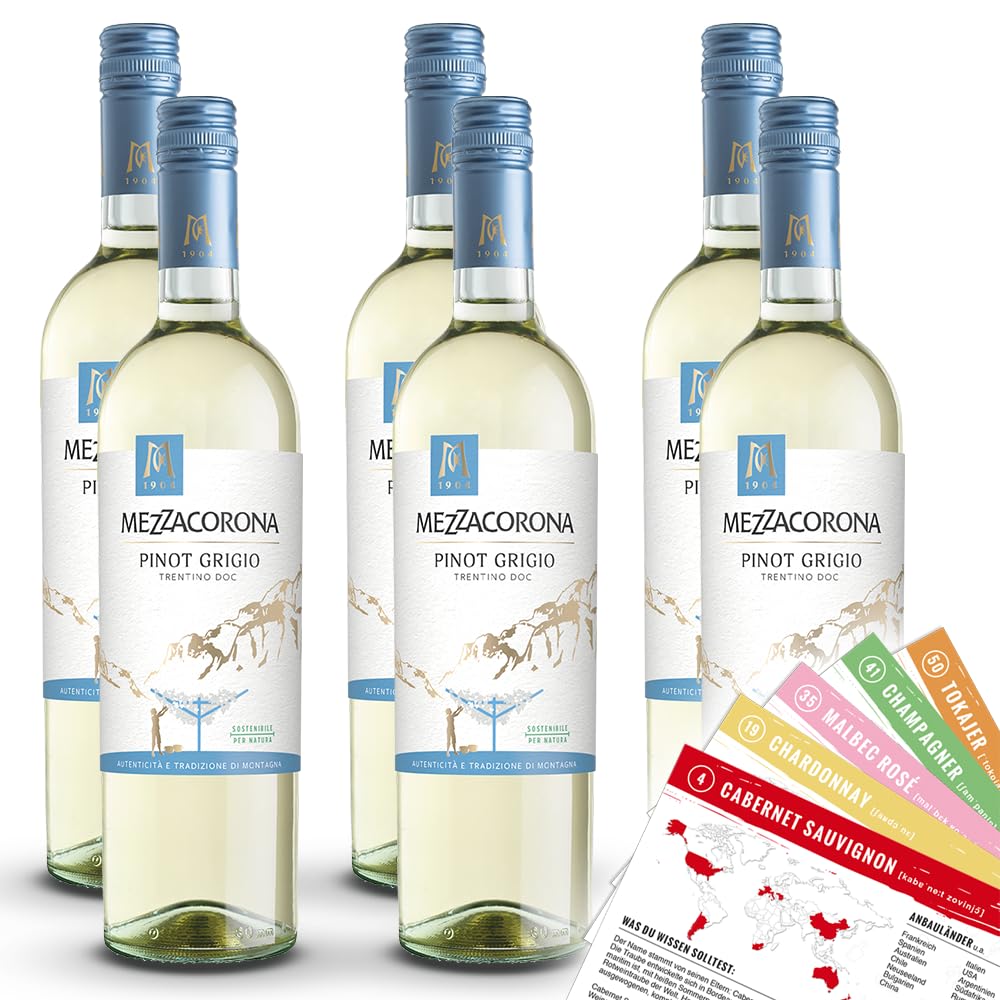 Mezzacorona Pinot Grigio DOC, trocken, sortenreines Weinpaket + VINOX Winecards (6x0,75l)