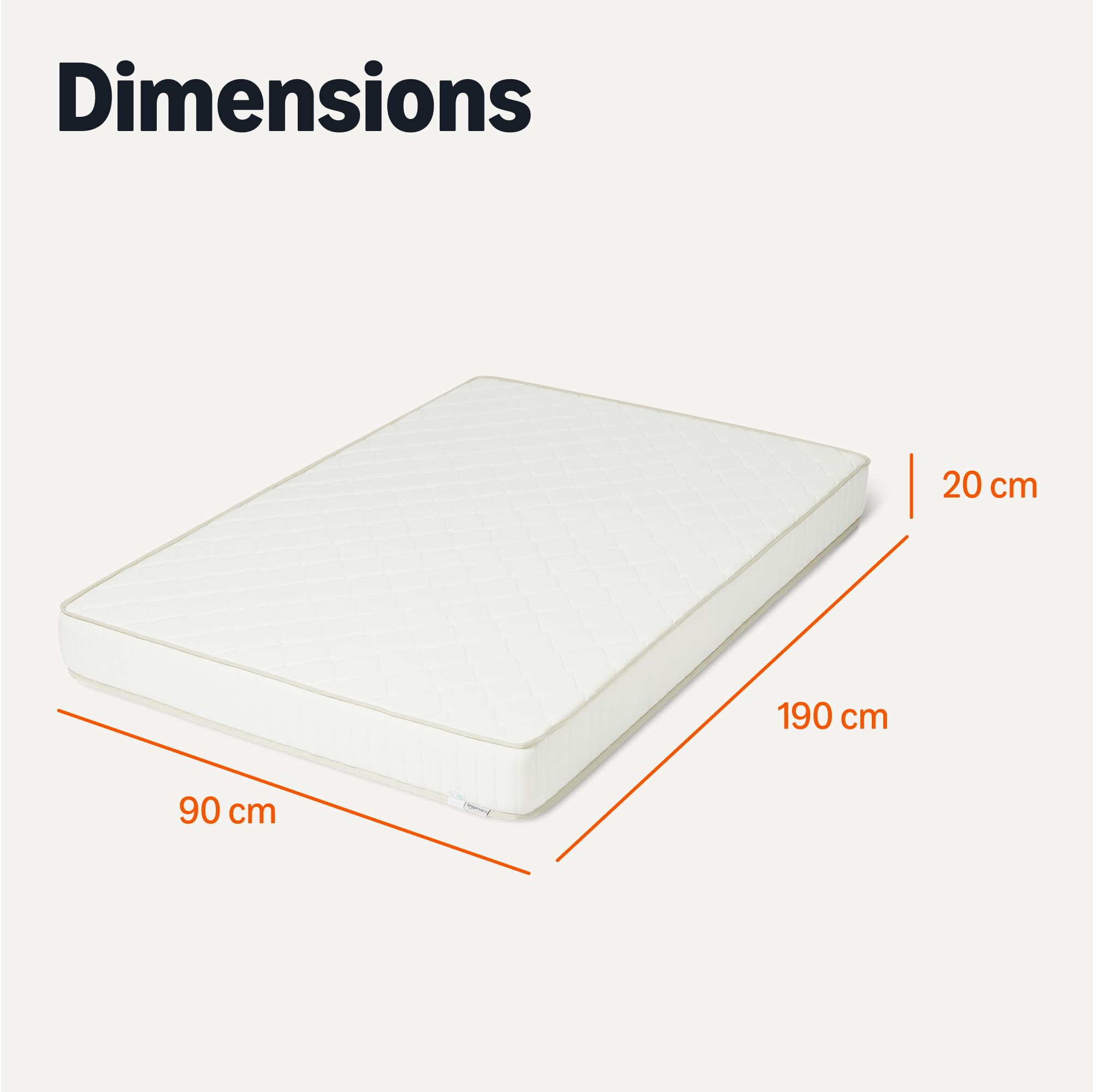 Amazon Basics Matelas en Mousse Viscoélastique, Moyennement Ferme (H3), Hauteur 20cm, Dimensions 90cm x 190cm