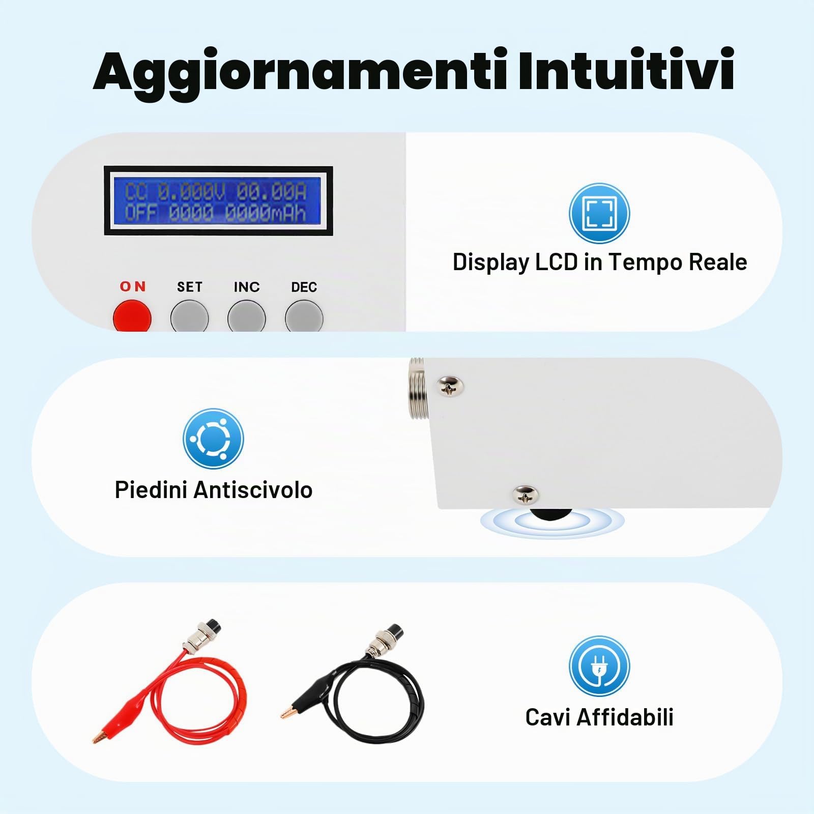 EBC-A20 - Tester per batteria al litio/piombo-acido, LCD, 5A, ricarica 20 A, scarico