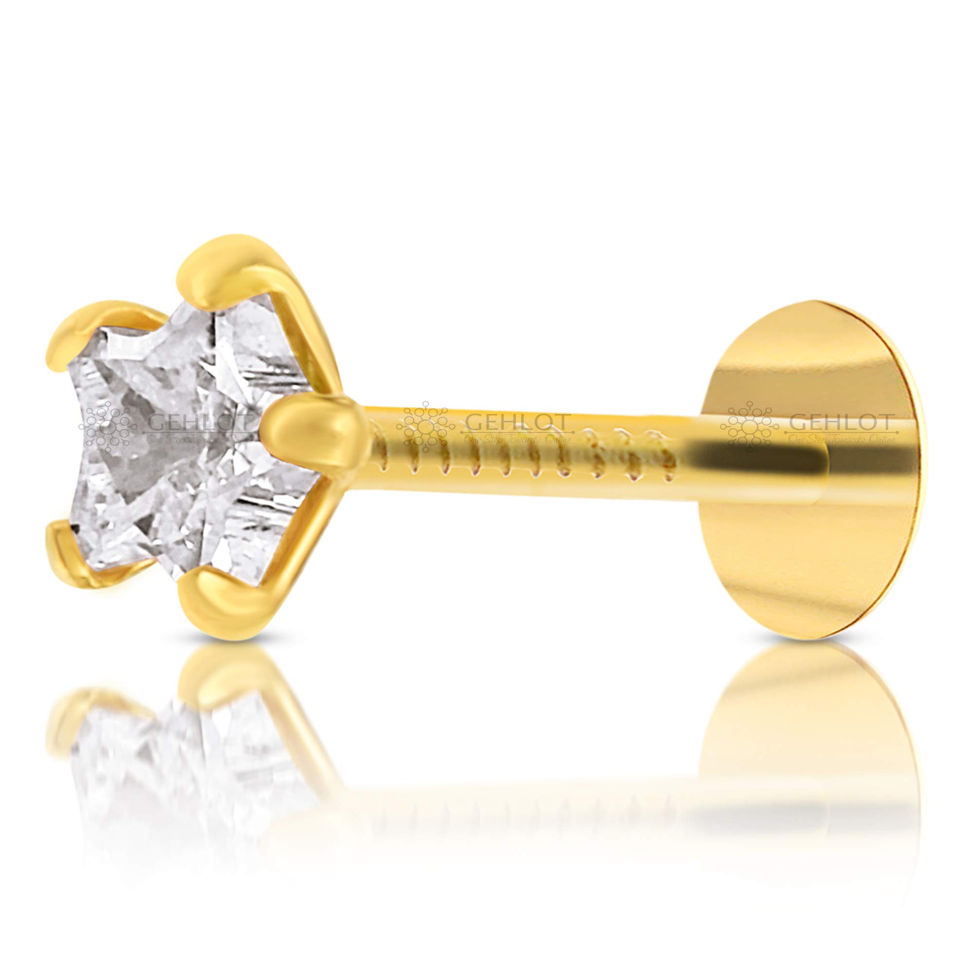 GEHLOT ; OneStep Towards Online 12karat Yellow Gold Nose Pin Stud | Star Design Diamond Piercing Nose Stud | For Women and Girls - White (B091CNVQGJ) Amazon Price History, Amazon Price Tracker