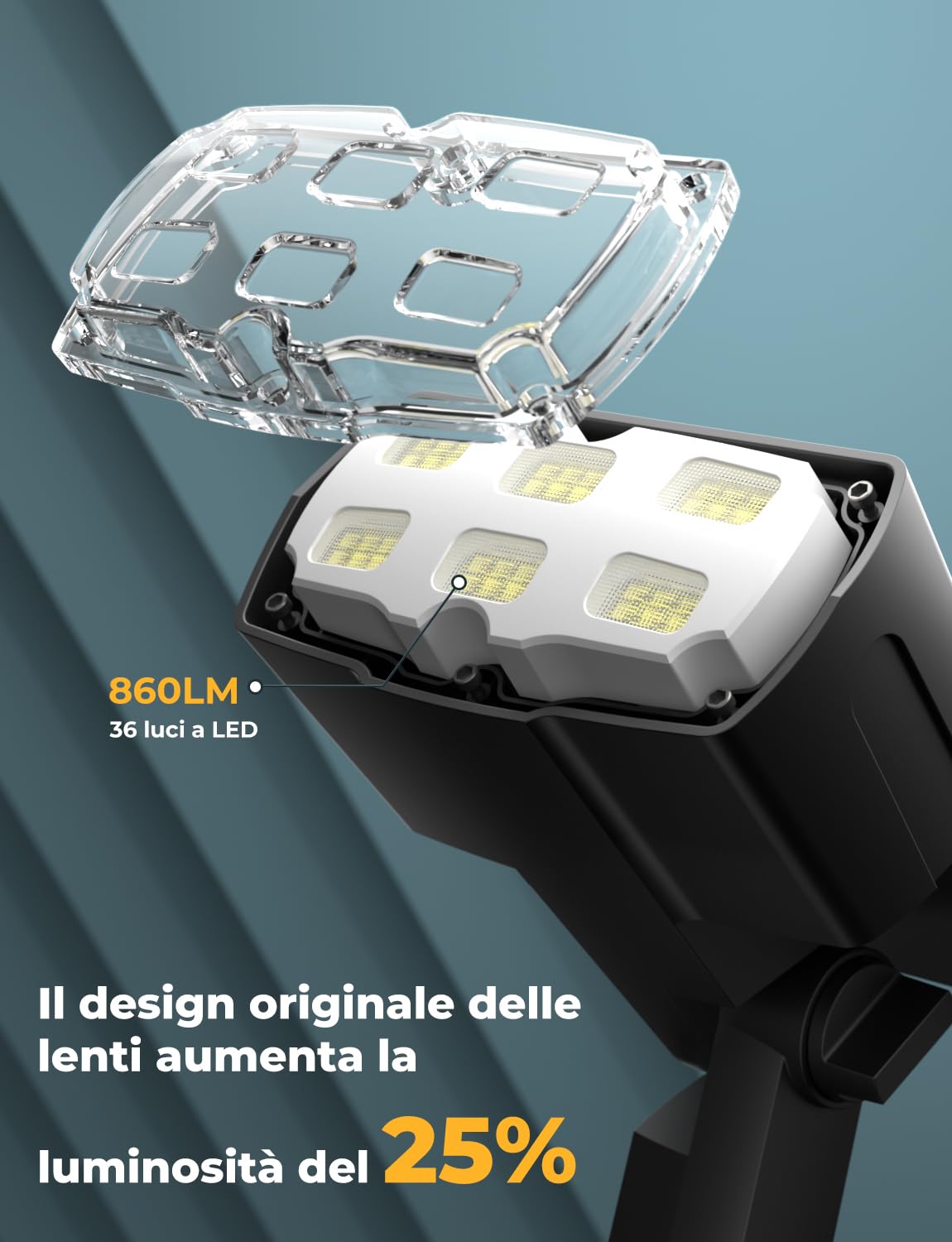 Luci Solari da Esterno, 36 LED Faretti Solari da Giardino, Cortile, Sentiero, Piscina e Campeggio Impermeabile IP67 (Bianco Caldo, 4)