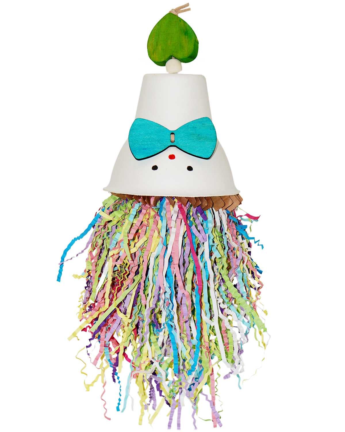 Bird Toys, Vibrant Shredding Parrot Toys | Bird Cage Accessories with Wooden Topper, Colorful Paper Strips