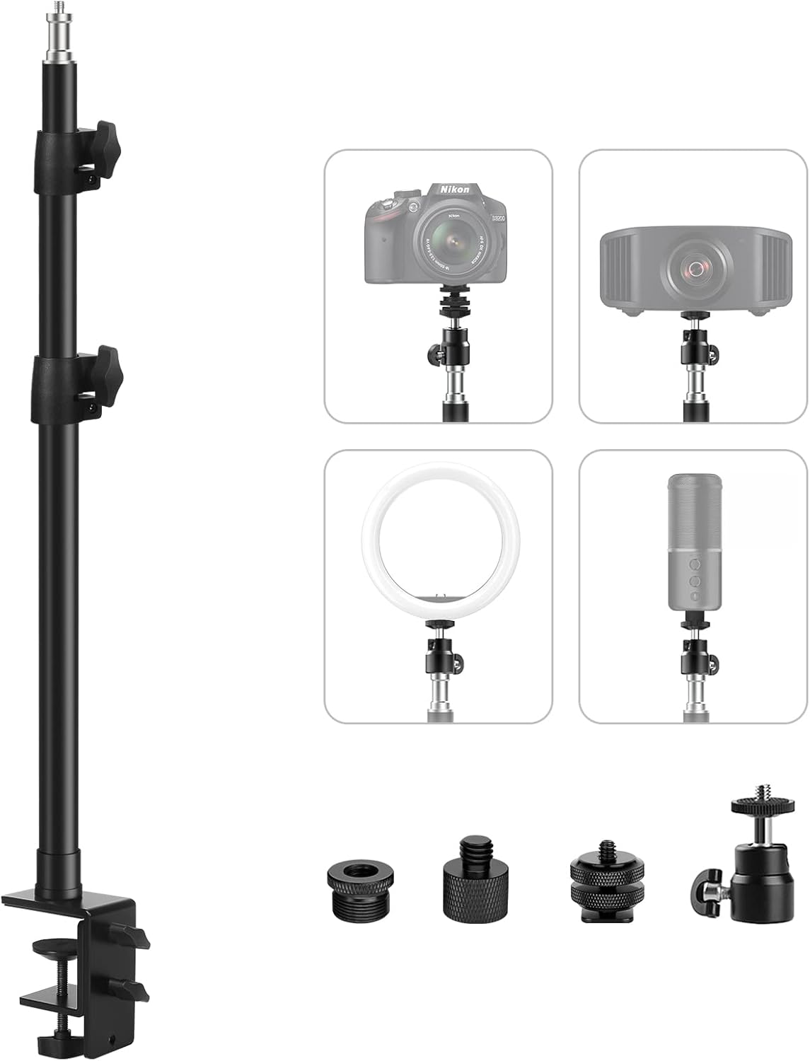 Tinpops Camera Desk Mount Stand, 2141.5'' Adjustable