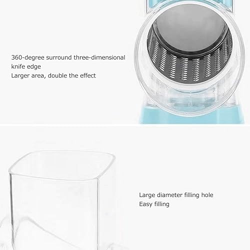 Miniatura 5 de Rallador rotativo de queso, cortador manual de verduras, base de succión, 3 cuchillas intercambiables de acero inoxidable, molinillo de nuez, caja