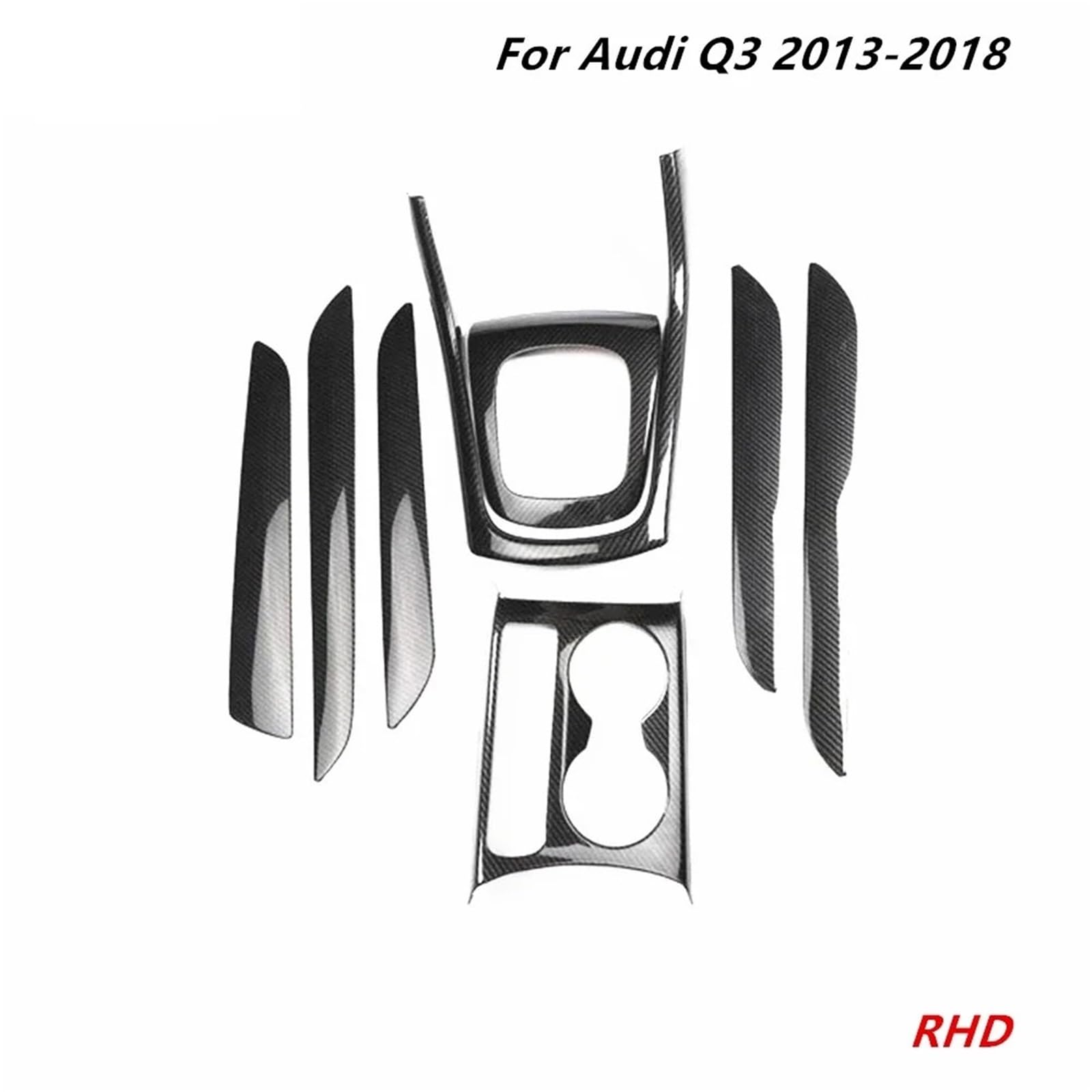Konsola Środkowa Pasuje do Audi Q3 2013 2014 2015 2016 2017 18 Dekoracja wnętrza Konsola środkowa Panel dźwigni zmiany biegów Naklejka ABS(Black ABS 3PCS)