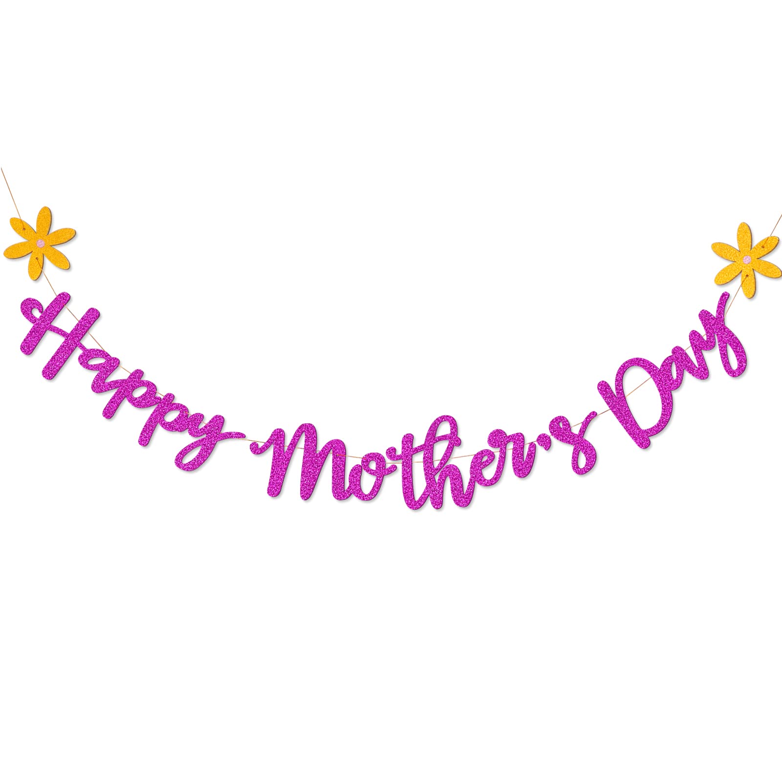Happy Mother's Day Banner Set - Glitter Garland Backdrop For Mom's Birthday & Party Decorations - View #4