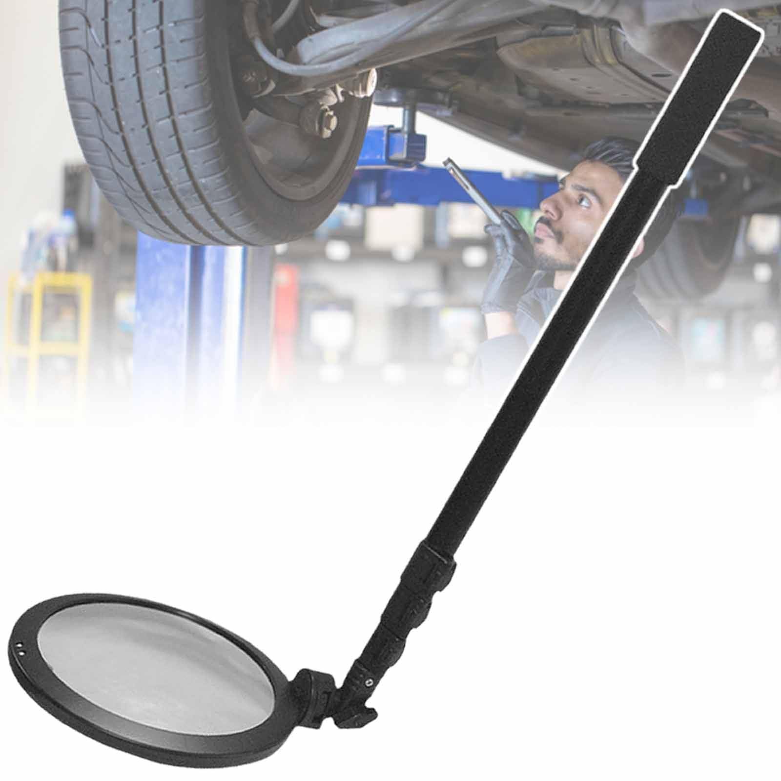 Miroir d'inspection sous véhicule Rond 2X, loupe de Recherche Automobile à poignée télescopique, pour Points de contrôle (A)
