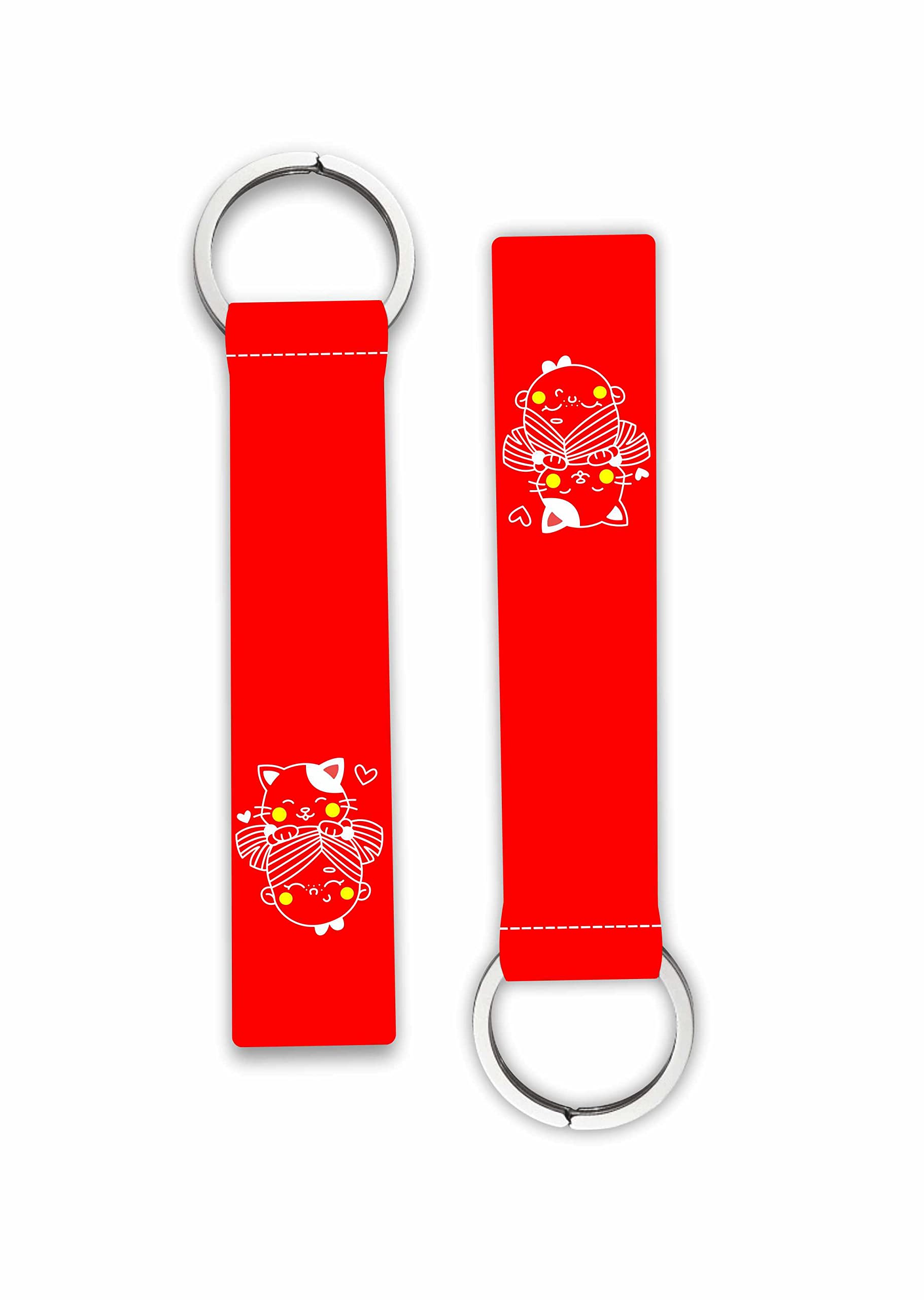 1pcs cute cartoon cat printed lanyard keychain holder scoters cars bikes riders boys girls men's women's scooters key holder key tag multicolored (6 x 1 inches)