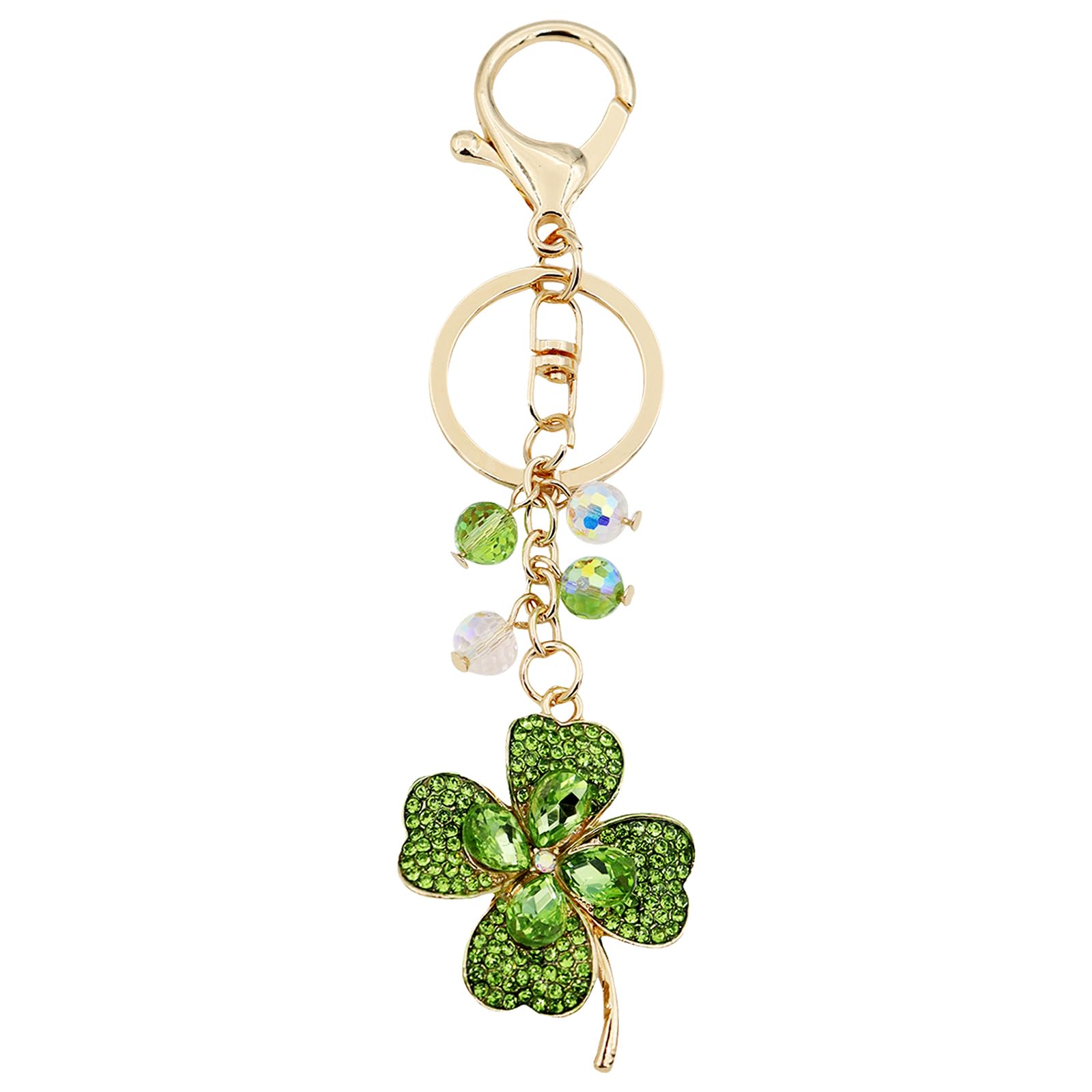 TTYY Plant Keychain Cute Crystal Four Leaf Flower Keychain Lucky Keyring for Women