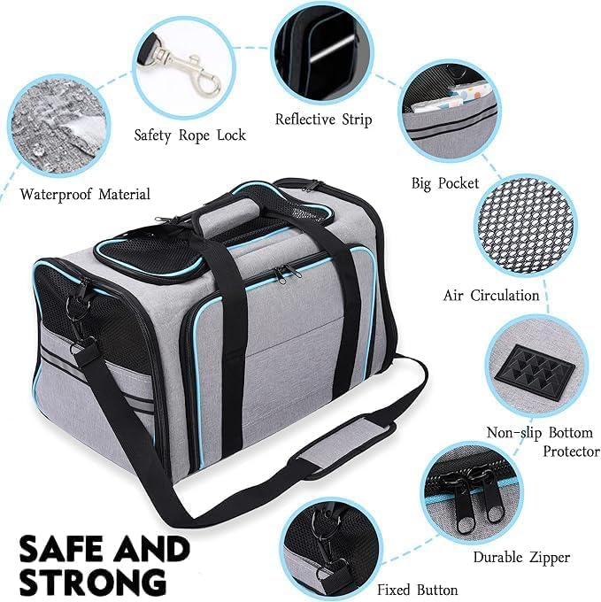 Image of Cat Backpack Carrier, Breathable Cat Carrier Pet Backpack for Kitty Small Dog Up to 15Lbs, Transparent & Foldable Pet Carrier for Travel Hiking (Grey Expendable, XXL)