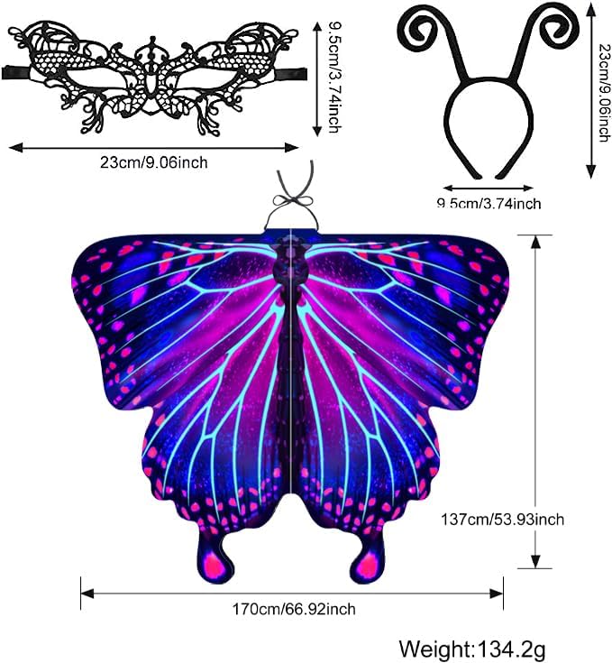 Miniatura 4 de Butterfly Wings Adult Costumes Fairy Wing Womens Shawl Colorful Butterfly Cape Nymph Pixie for Christmas Halloween Cosplay