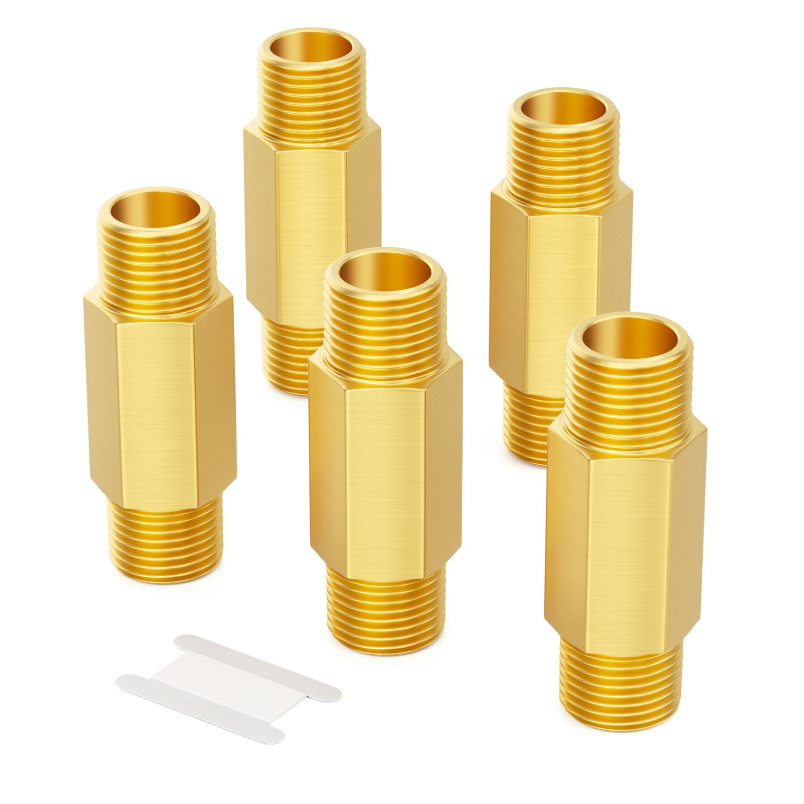 GASHER 5PCS 1" MNPT Brass Long Nipple 2" Length Pipe Fitting