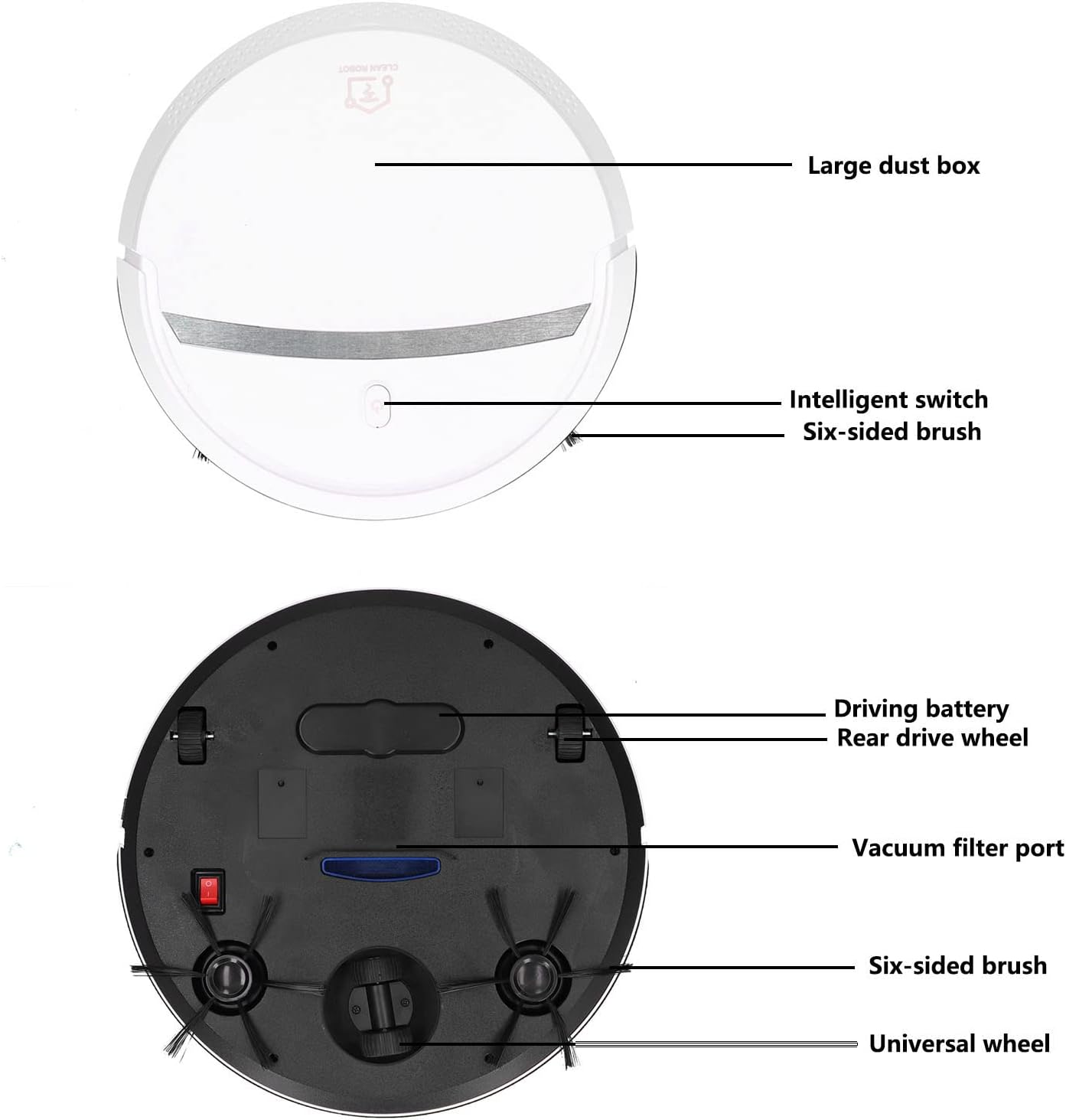 Luqeeg 3 in 1 Smart Sweeper, Automatic Vacuum Cleaner with Noise Reduction Technology & Long Battery Life, Vacuum Moo Combo for Pet Hair Wood Floors Tiles & Marbles Easy (White)