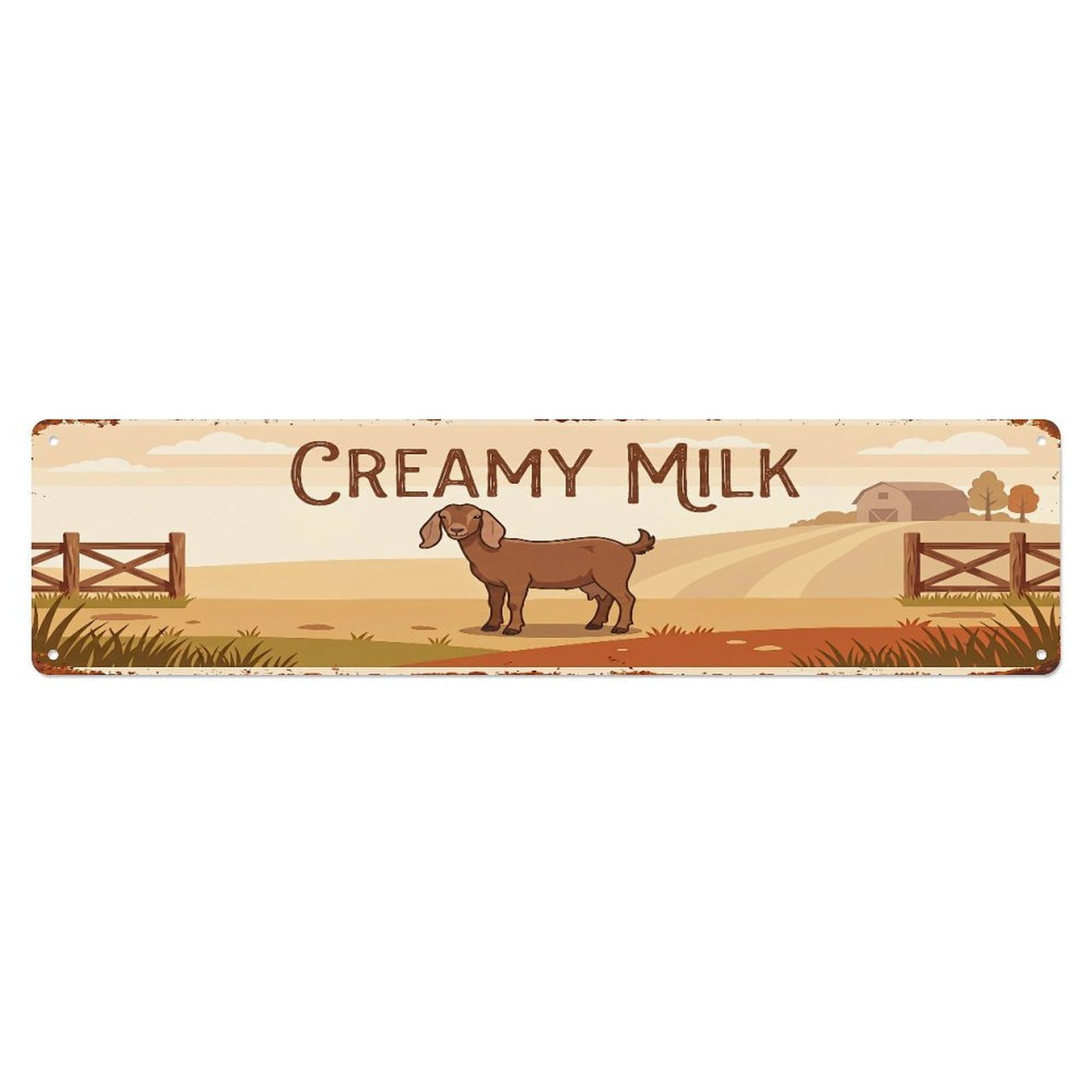 Metal Tin Sign Vintage Nubian Goat Farm Scene Creamy Milk