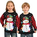 💝【Taglie per Età】Taglie bambini: 4-5A, 6-7A, 8-9A, 10-11A, 12-13A. Scegli l'età per la vestibilità perfetta! Questo maglioncino natalizio ragazzo è elastico e comodo. Ogni maglione di natale con luci ragazza venduto singolarmente. Lavaggio a secco per mantenere le luci brillanti anno dopo anno