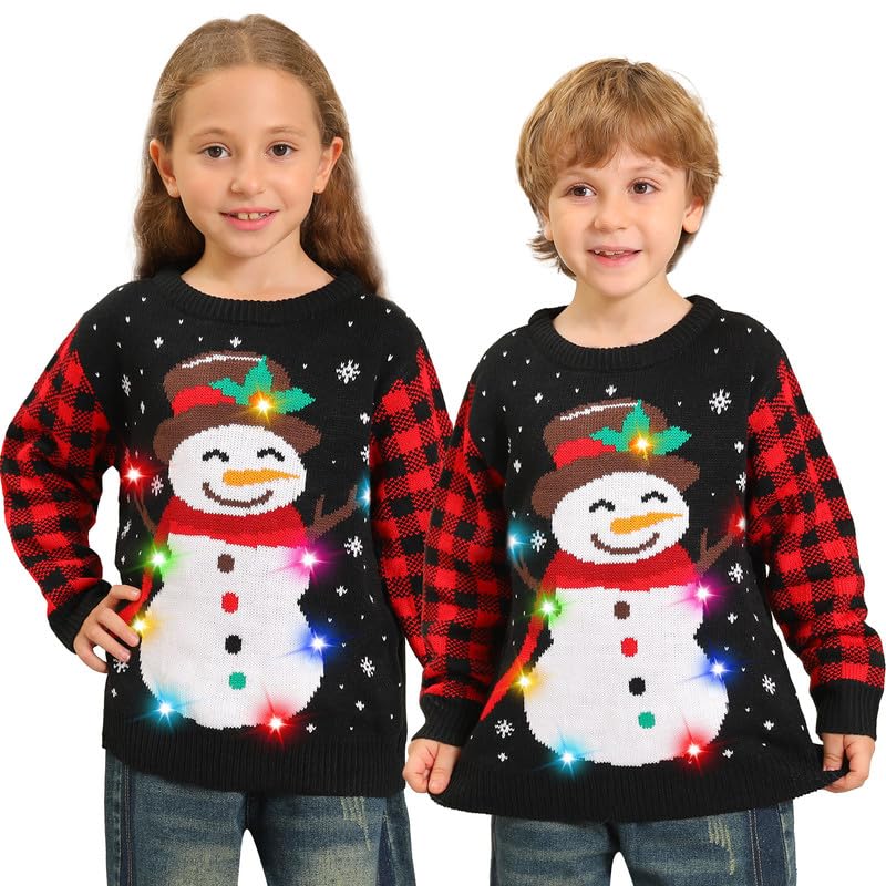 Weihnachtspullover mit Blinklicht 7 Kouric Ugly Christmas Sweater, Hässliche Weihnachtspullover Kinder...