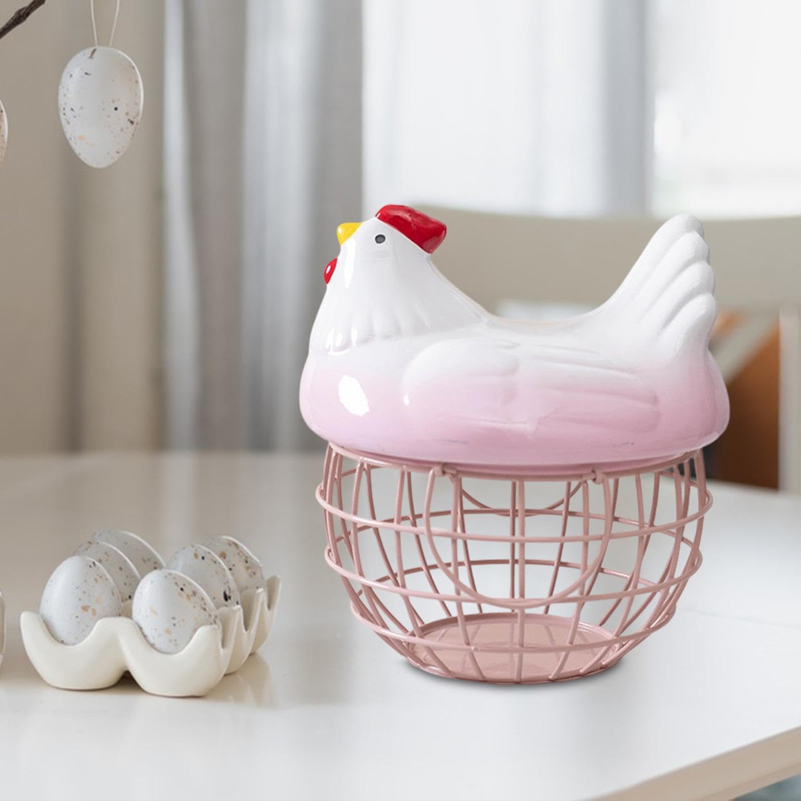 Cesta para Huevos Hecha de [Material], Versátil, Se Puede Usar como Decoración de Mesa O como Recipiente para Huevos de Y Verduras, Rosa, Individual