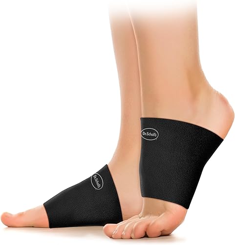 Dr. Scholl's Mangas de compresión para soporte de arco con tela transpirable e infundida de cobre para aliviar el dolor de pies y apoyo (paquete de