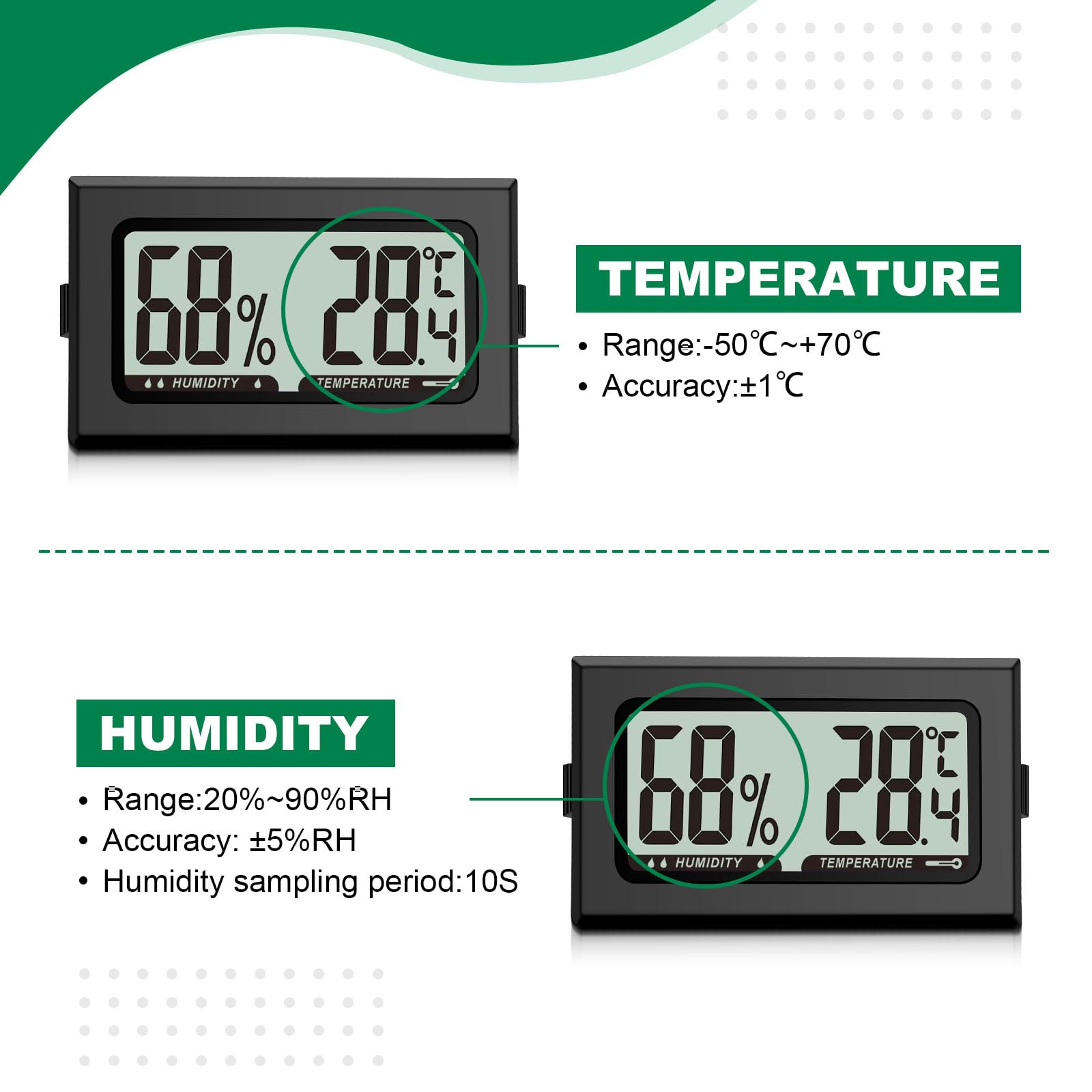 Termometro E Igrometro Digitale Mini - Misura Temperatura E Umidità, Display LCD, Adesivo, Per Casa, Ufficio, Bambini