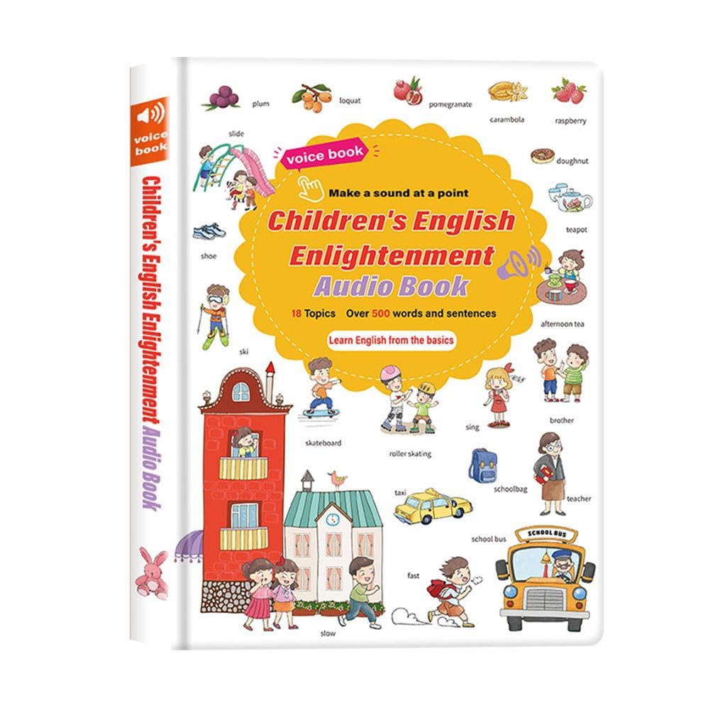 500-Word Audio Learning Book, English Words Sound Books for Ki-ds 2,3,4,5,6 Years Old, for School Classroom Library Playtime Bedtime Language Development