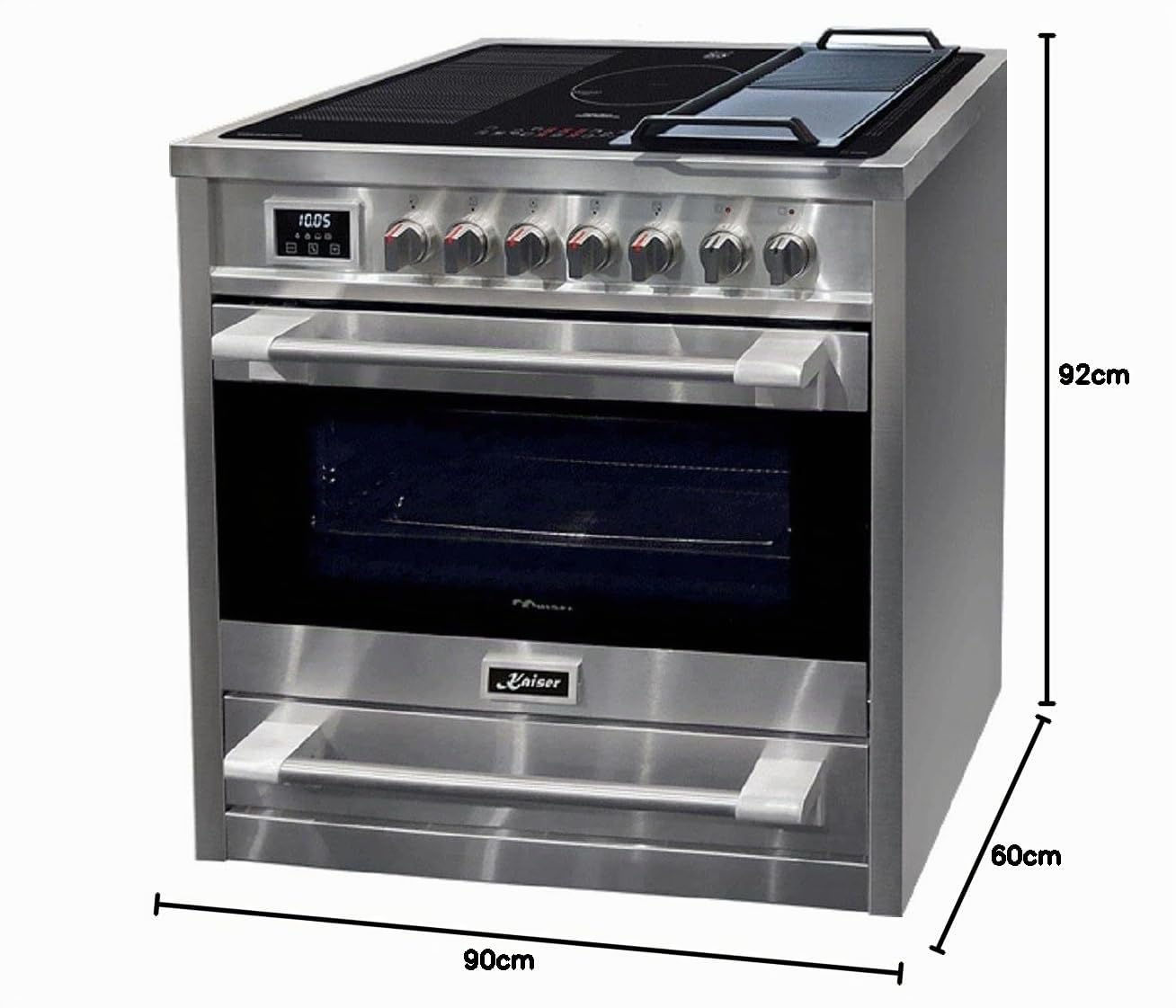 Kaiser Induktions-Standherd HC 93691 IR, Elektro Standherd 90 cm/Kaiser Empire mit Induktionskochfeld /5 Kochzonen/8 Multifunktions-Elektro-Backofen/Selbstreinigung/115 L