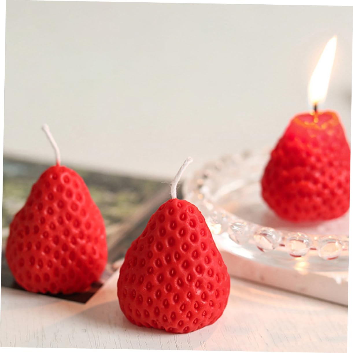 Ipetboom 9pezzi Candela Decorativa Alla Fragola Candele Alimentari Forma Di Frutta Candele Profumate Per Casa Per Feste e Decorazioni Per Stanza